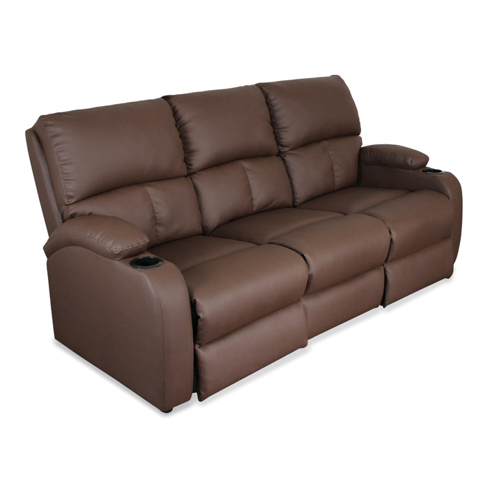 Sofa reclinable amber 3 puestos sintetico chocolate