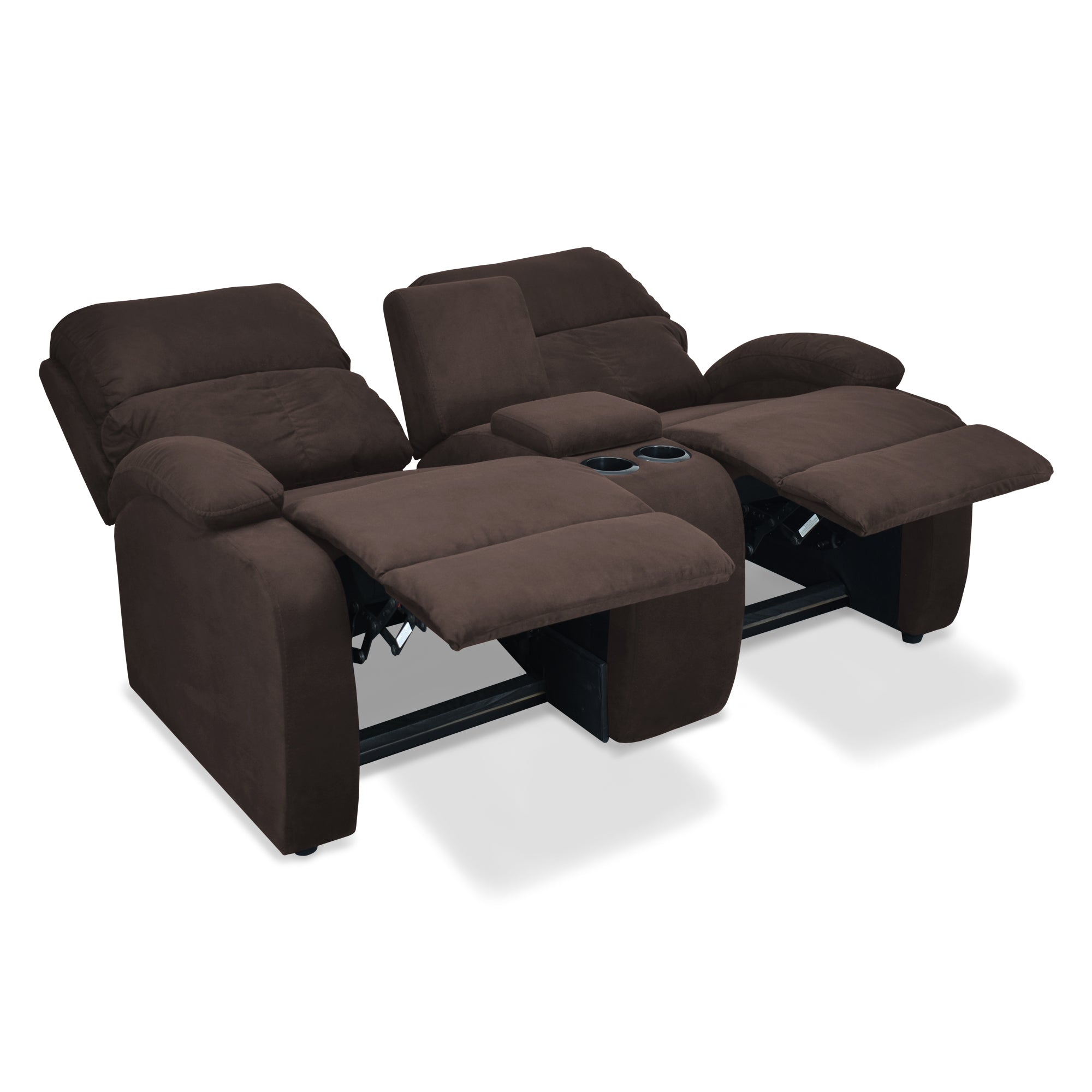 Sofa reclinable amber 2p consola microfibra chocolate
