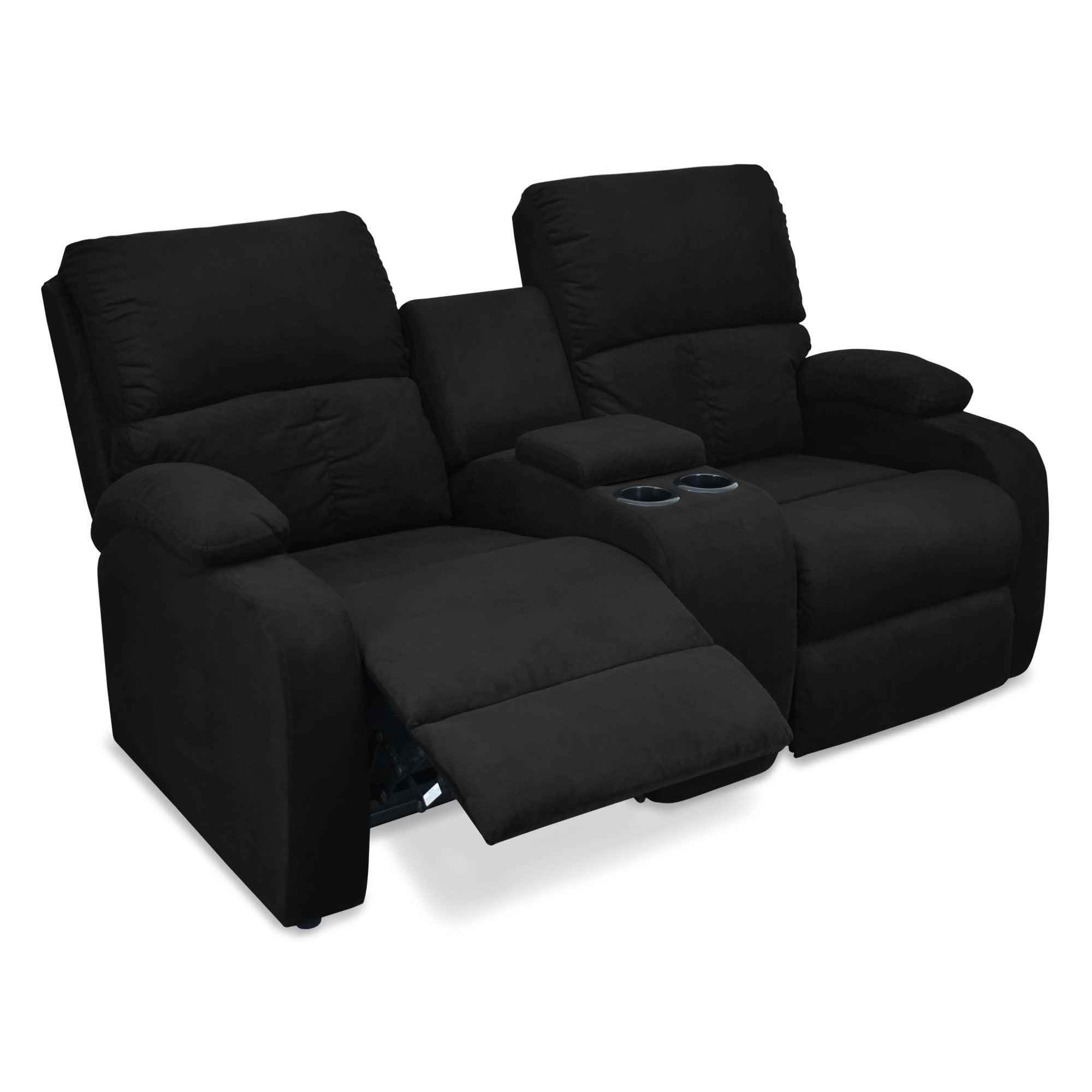 Sofa reclinable amber 2p consola microfibra negro