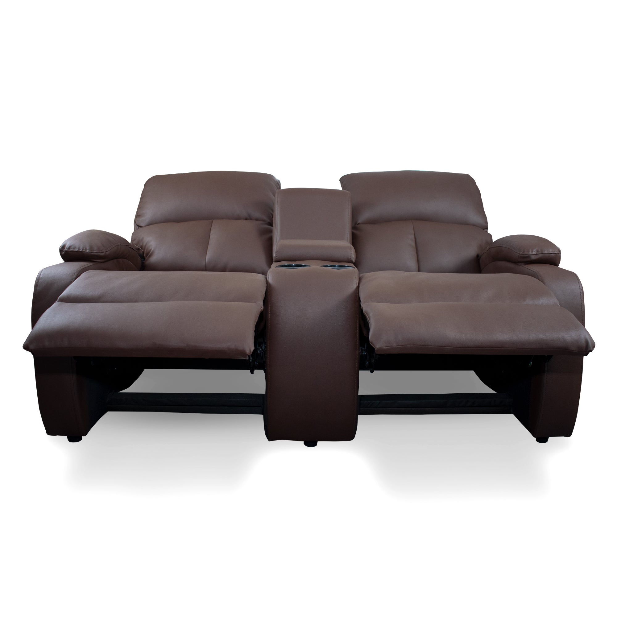 Sofa reclinable amber 2p consola sintetico chocolate