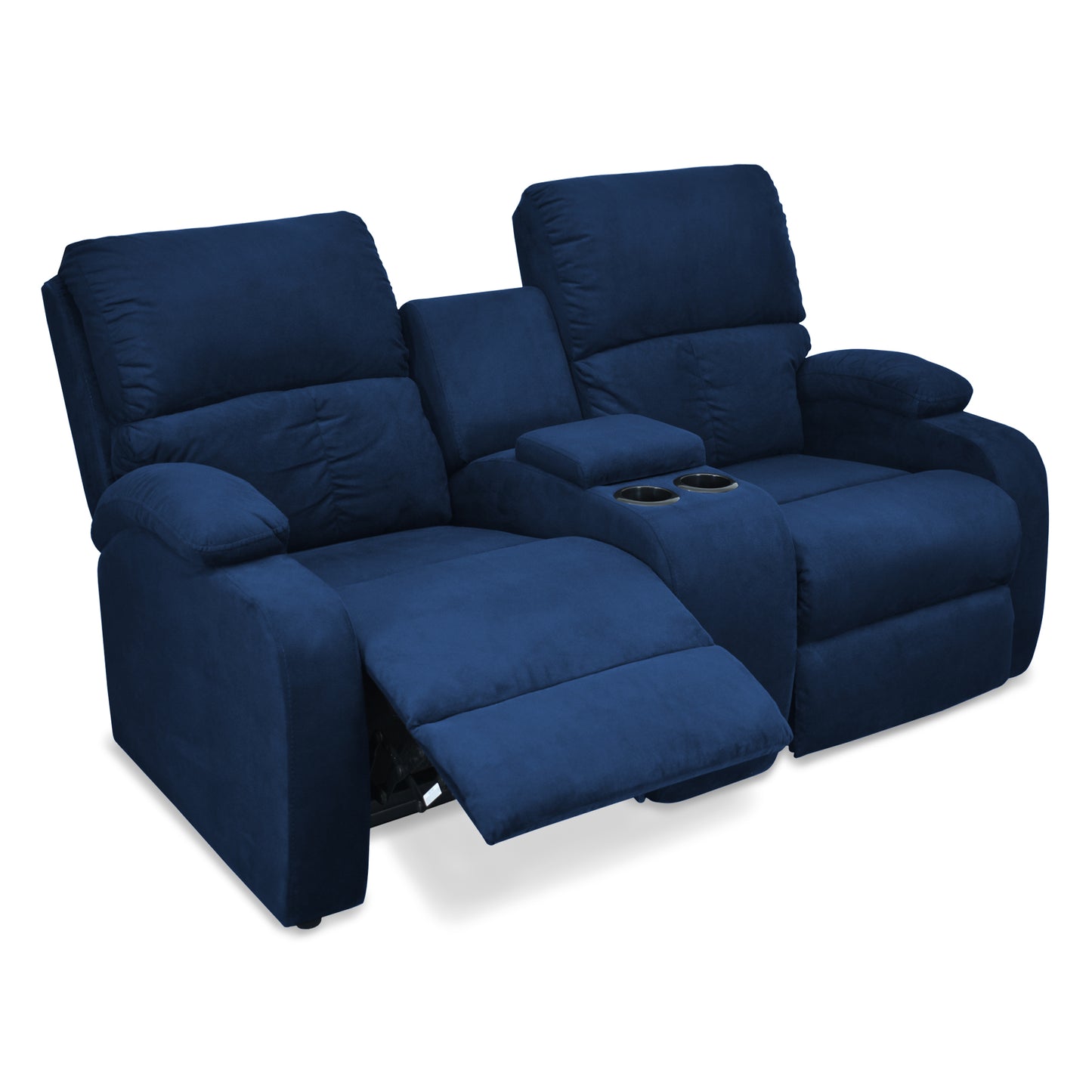 SOFA RECLINABLE AMBER 2P CONSOLA MICROFIBRA AZUL