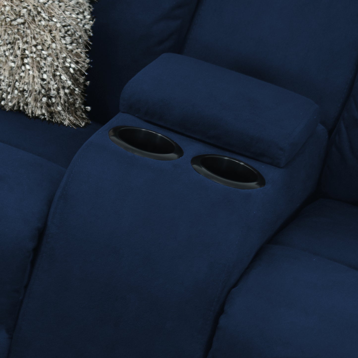 SOFA RECLINABLE AMBER 2P CONSOLA MICROFIBRA AZUL