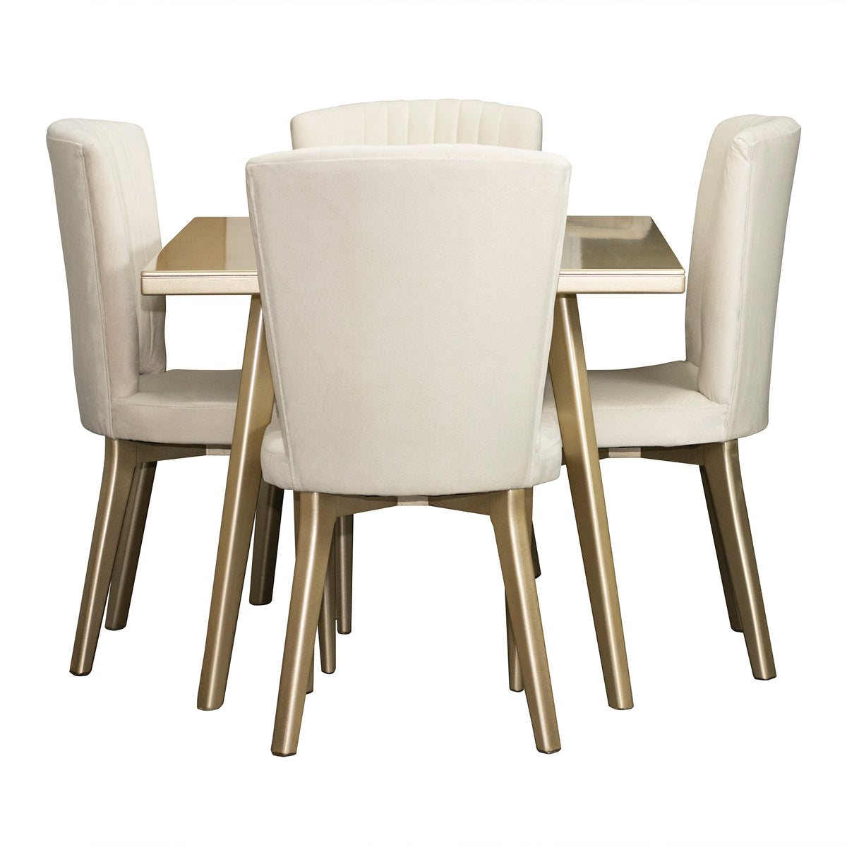 Comedor 4 puestos regina champaña-champaña microfibra crudo