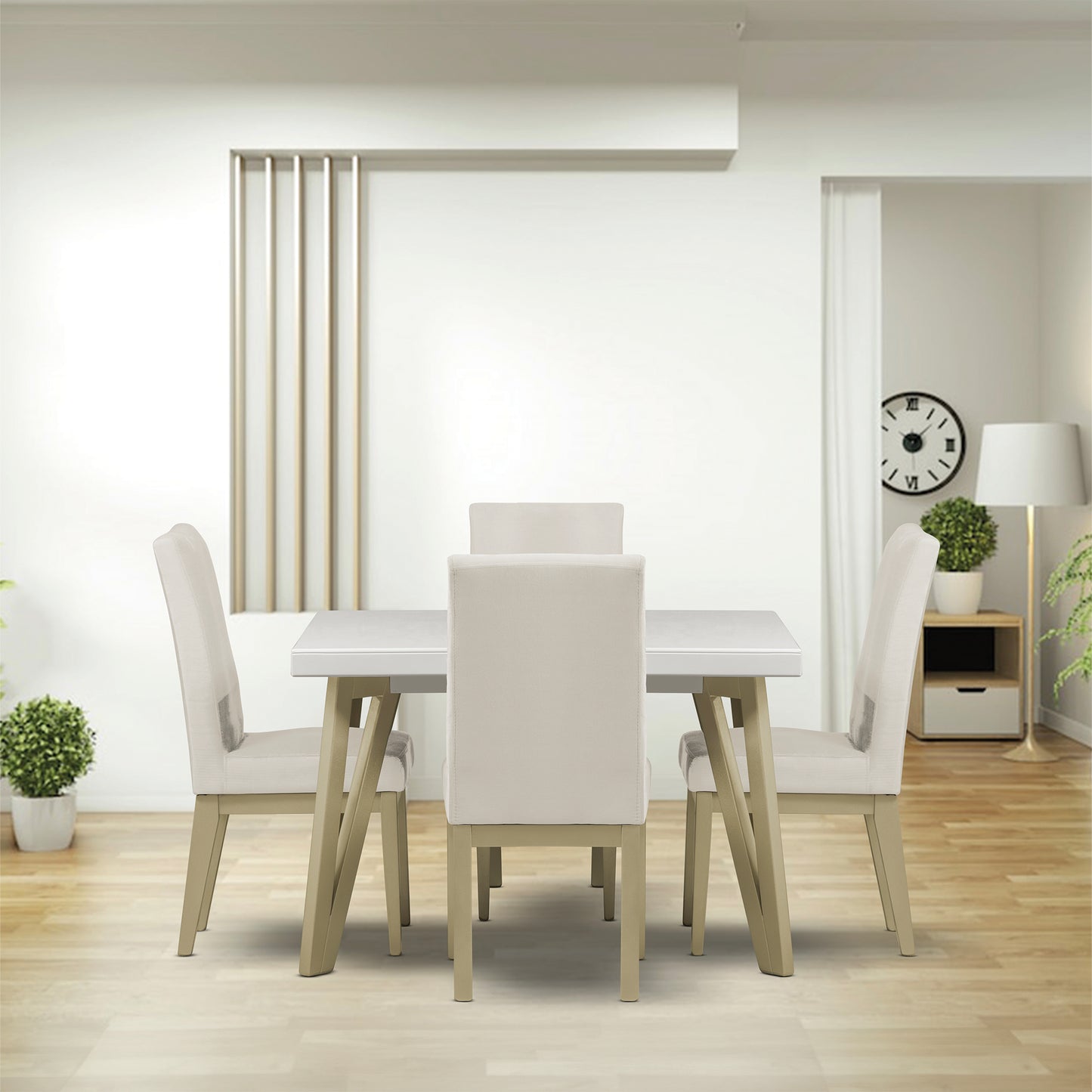 MESA COMEDOR 4 PUESTOS PATRICK PERLA - CHAMPAN