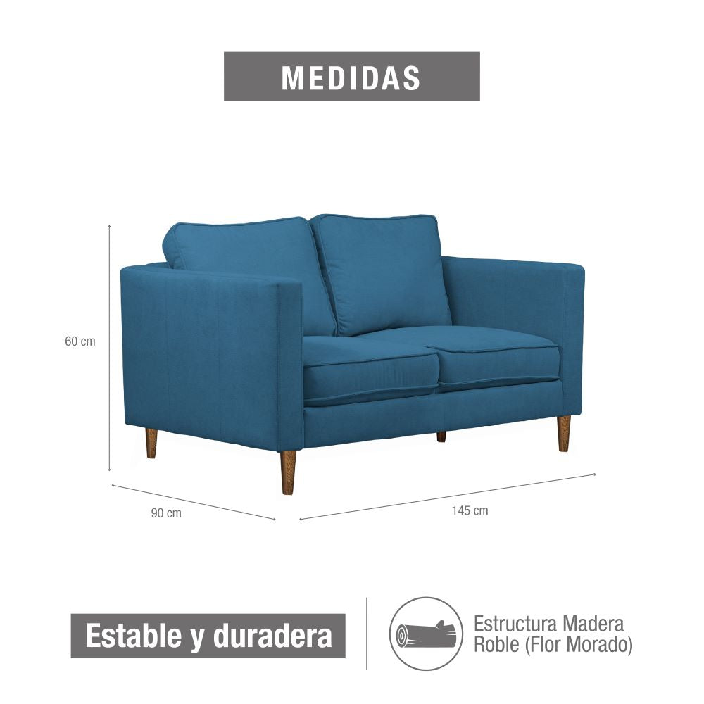 SOFÁ 2 PUESTOS MONTREAL MICROFIBRA AZUL