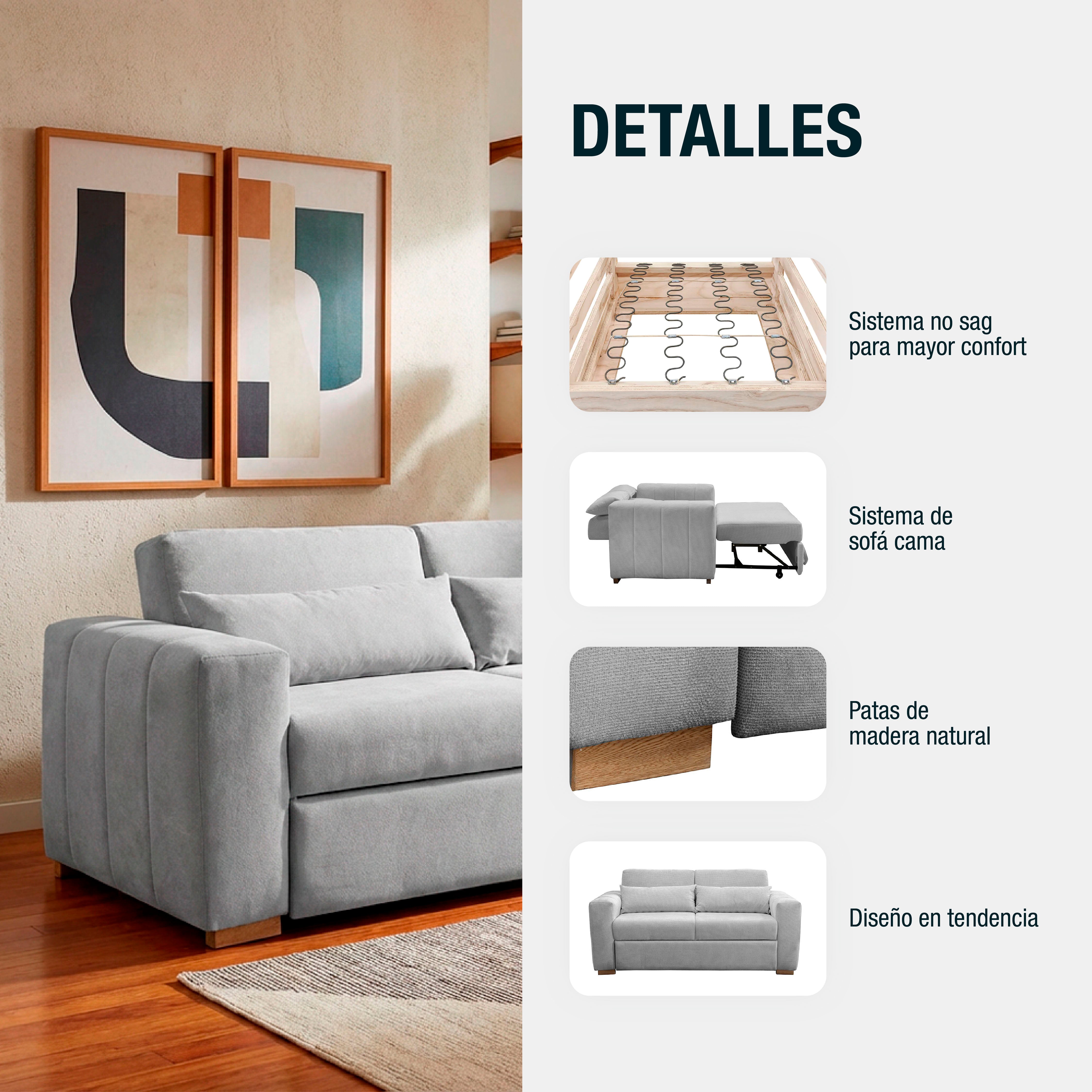 Sofá cama Olwen 1.40 Microfibra Alumino