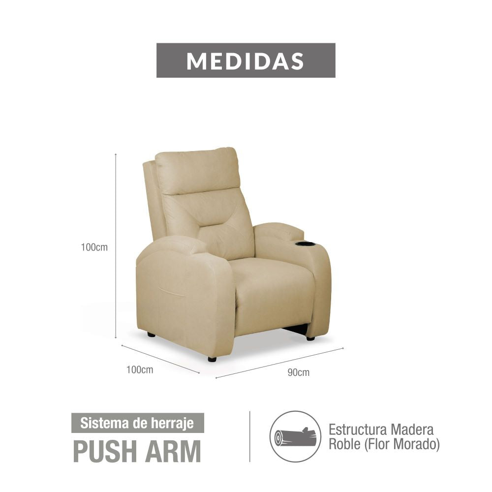 SILLA RECLINABLE LOGAN 1 PUESTO ESTATICO TIPO SINTETICO CAMEL