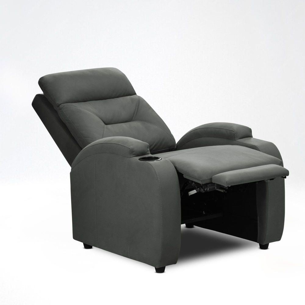 SILLA RECLINABLE LOGAN 1 PUESTO ESTATICO TIPO SINTETICO GRIS PLOMO