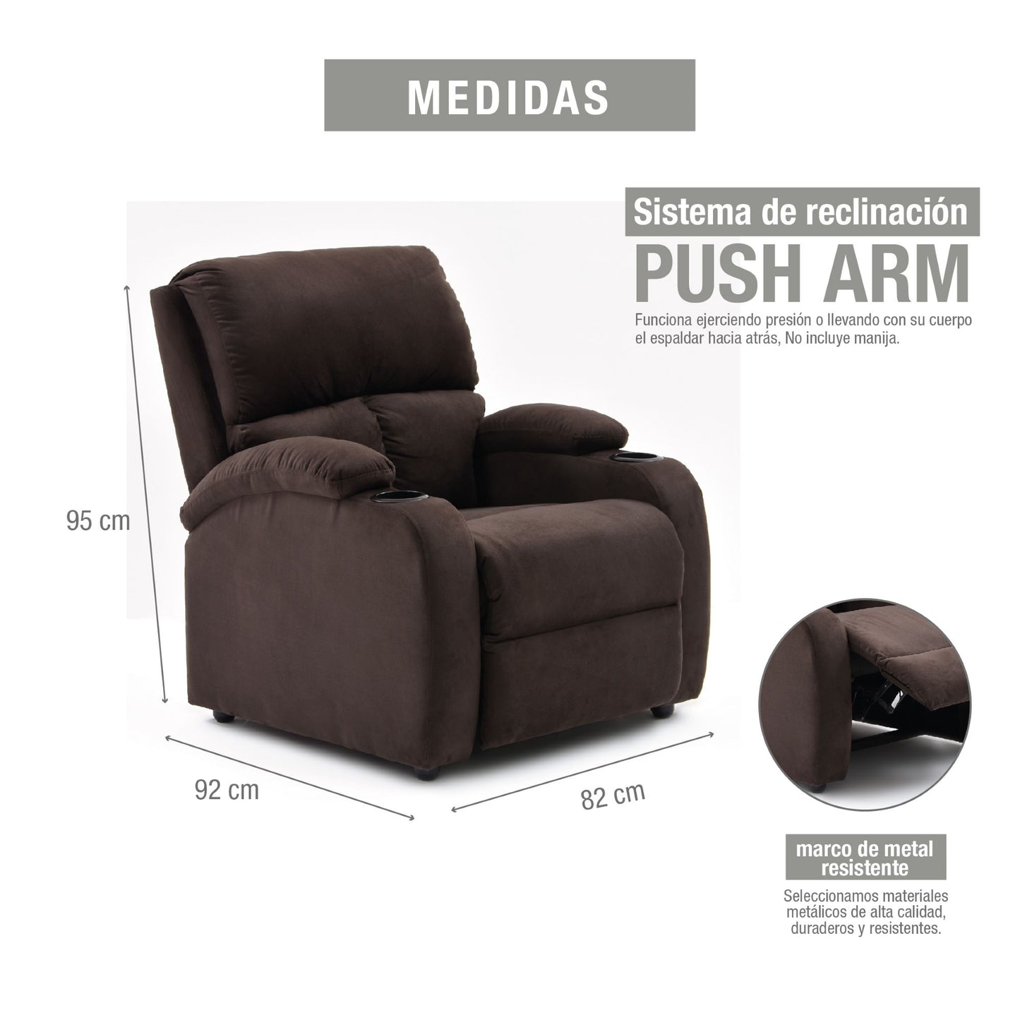 SILLA RECLINABLE AMBER ESTATICA MICROFIBRA CHOCOLATE