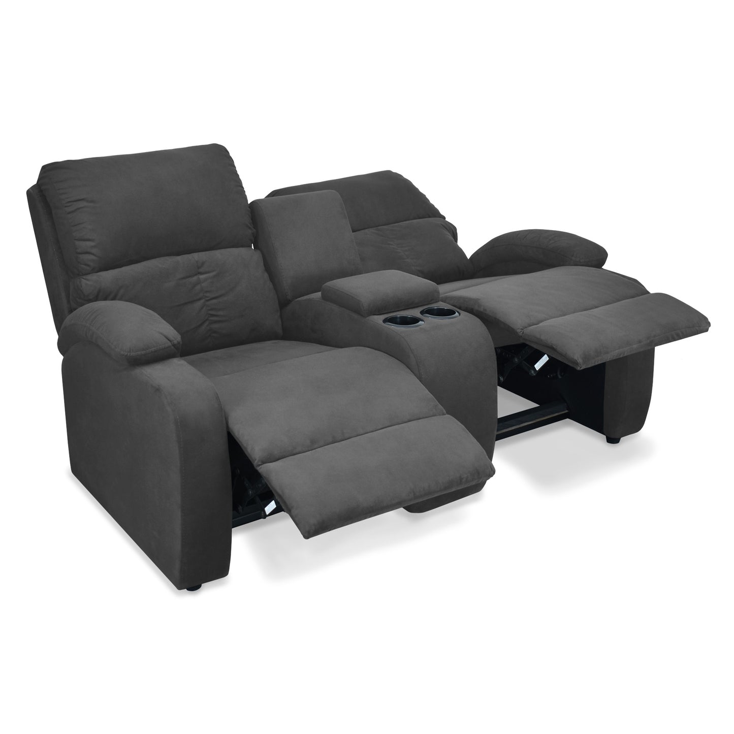 SOFA RECLINABLE AMBER 2P CONSOLA MICROFIBRA GRIS PLOMO