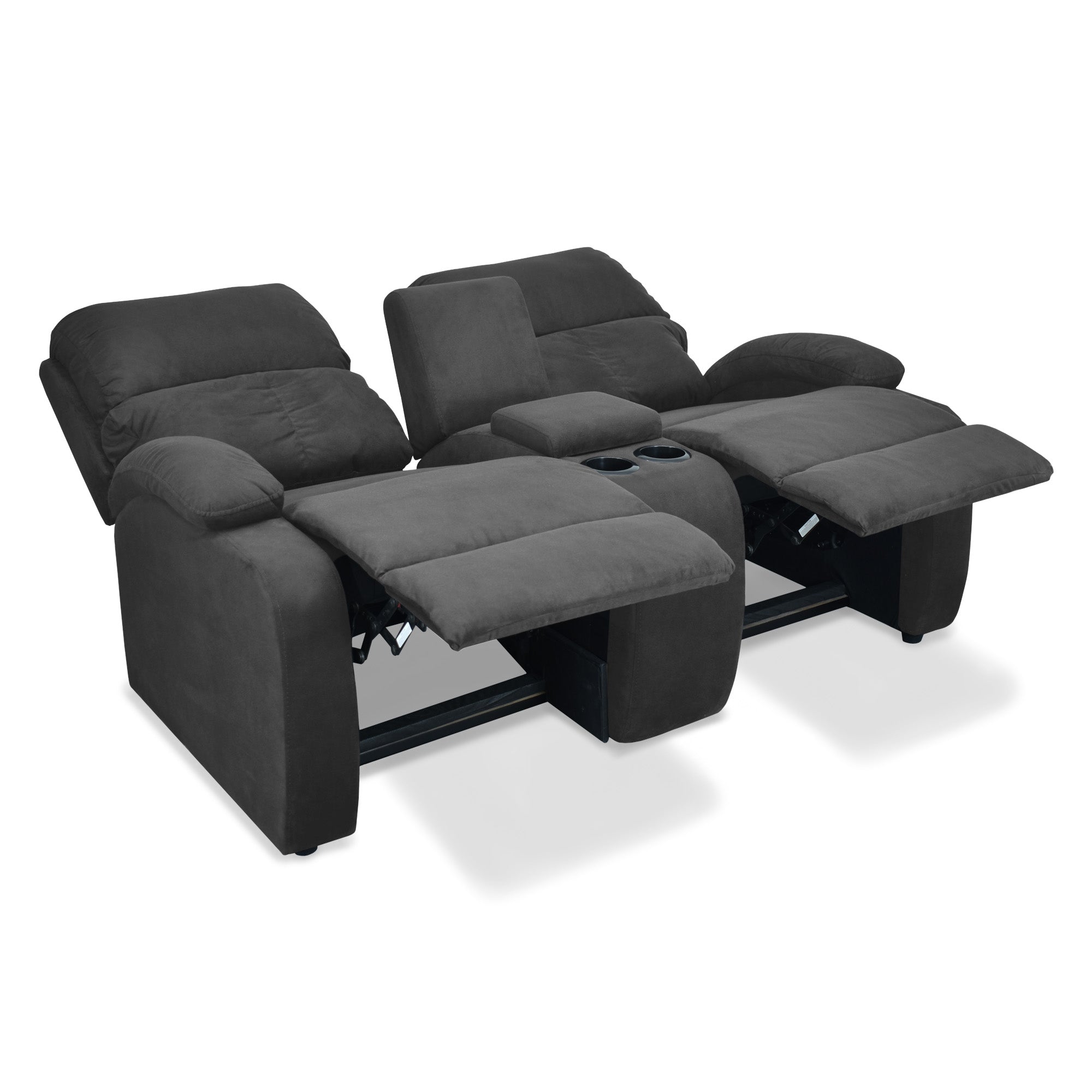 Sofa reclinable amber 2p consola microfibra gris plomo