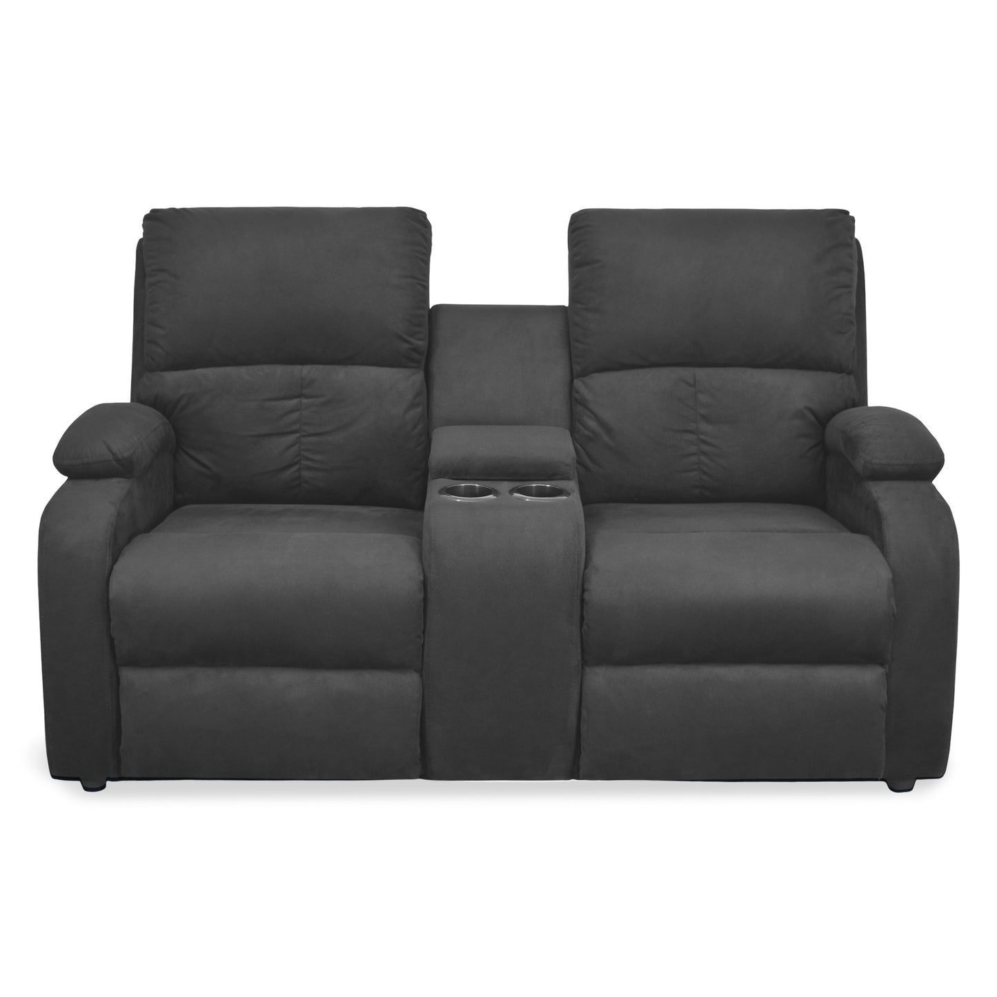 SOFA RECLINABLE AMBER 2P CONSOLA MICROFIBRA GRIS PLOMO