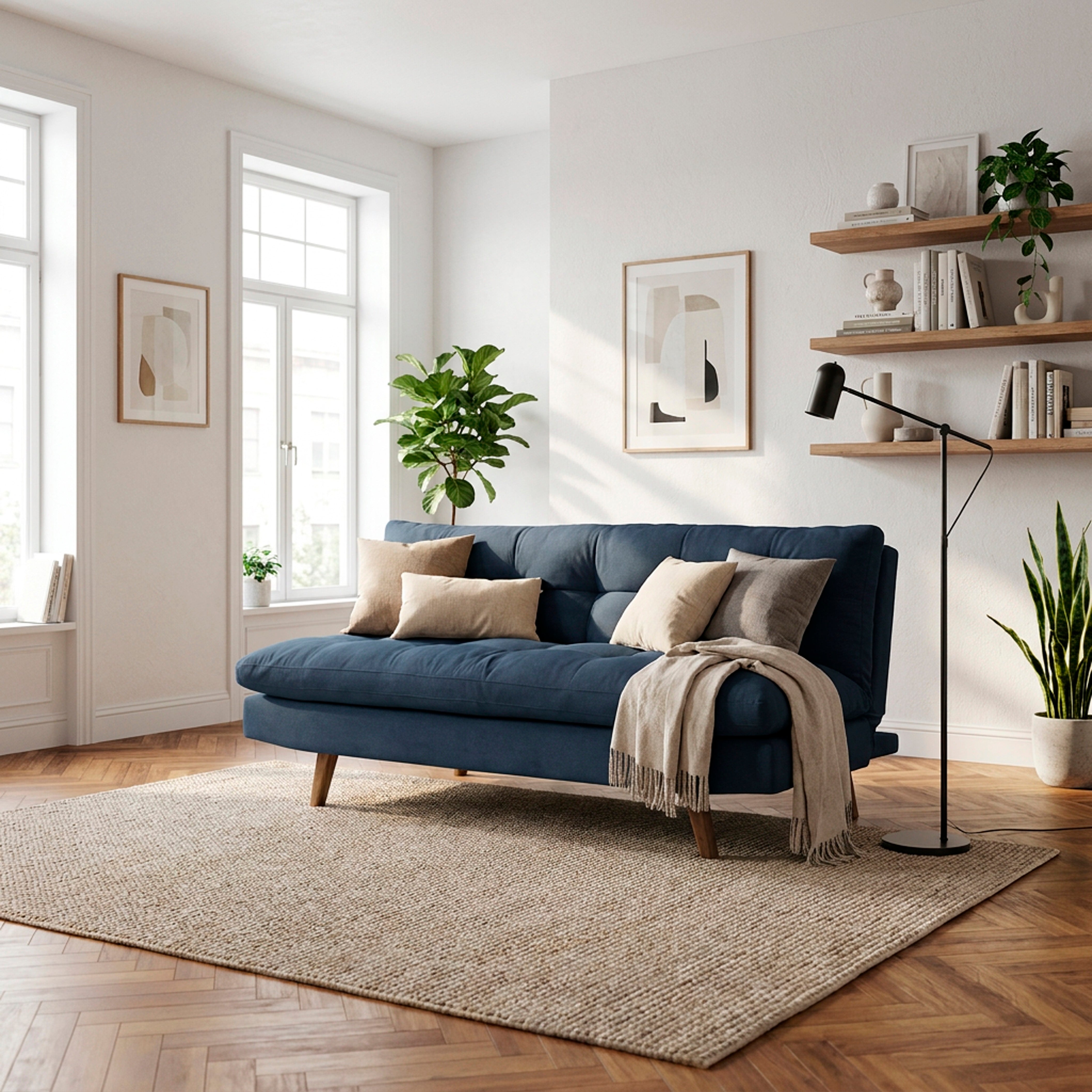 Sofa cama zur natural microfibra azul