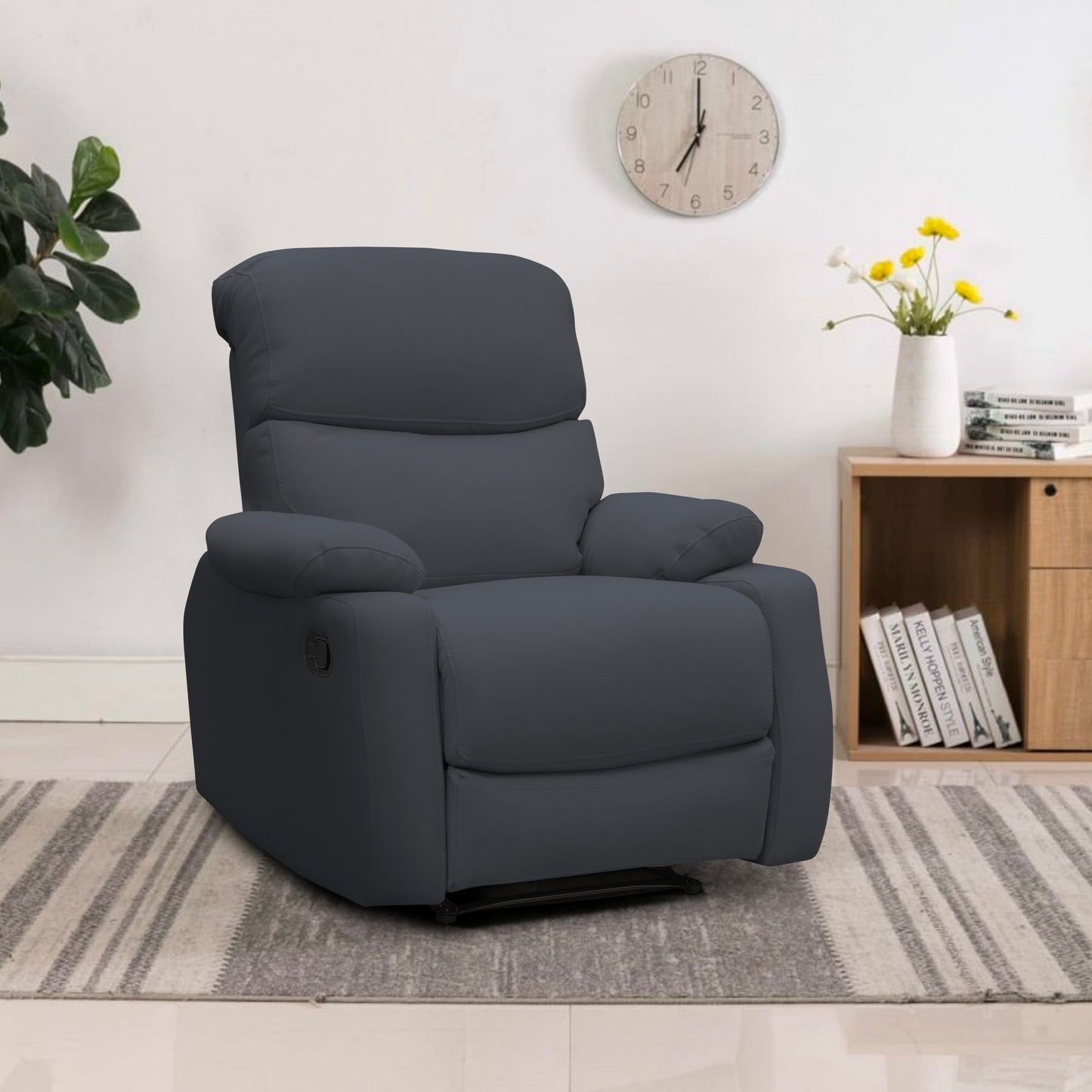 SILLA RECLINABLE VELARA 1 PUESTO TIPO SINTETICO NEGRO