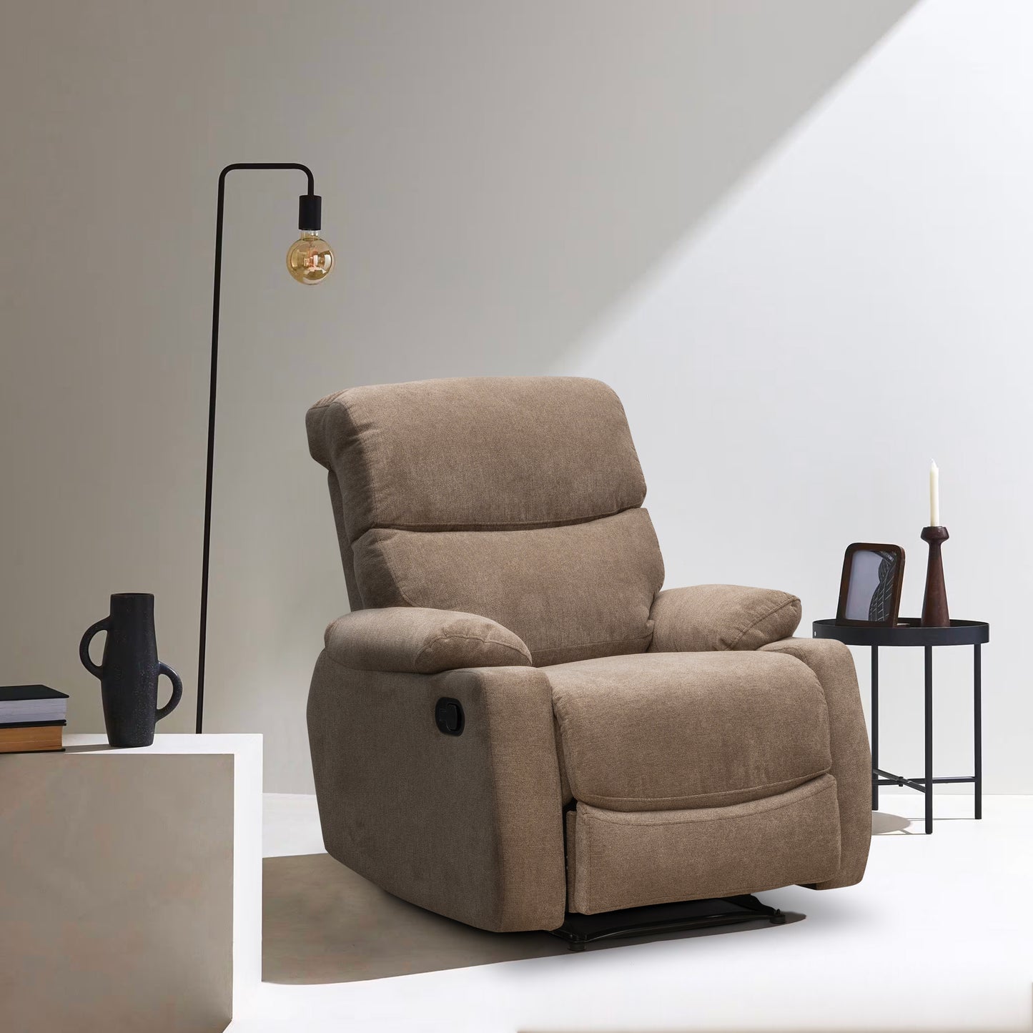 SILLA RECLINABLE VELARA 1 PUESTO MICROFIBRA TAUPE