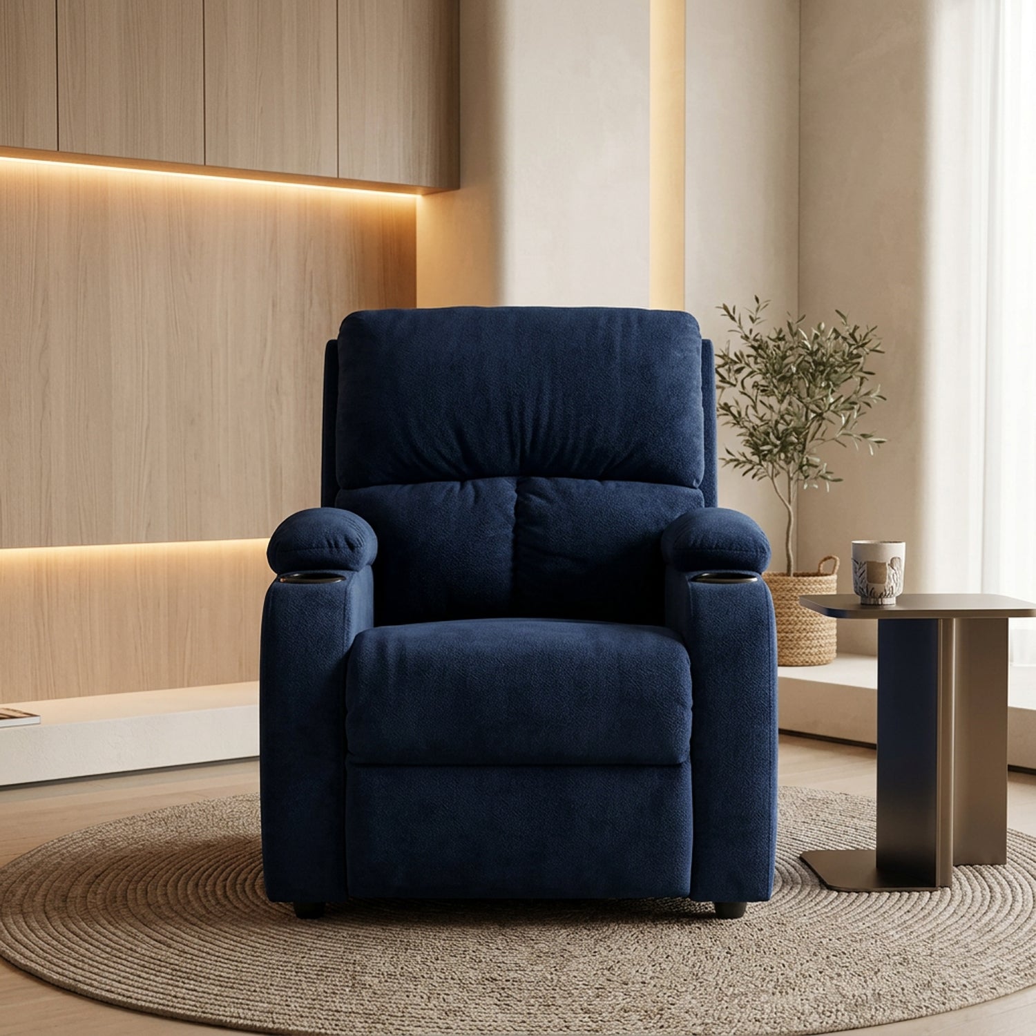 Silla reclinable amber estatica microfibra azul
