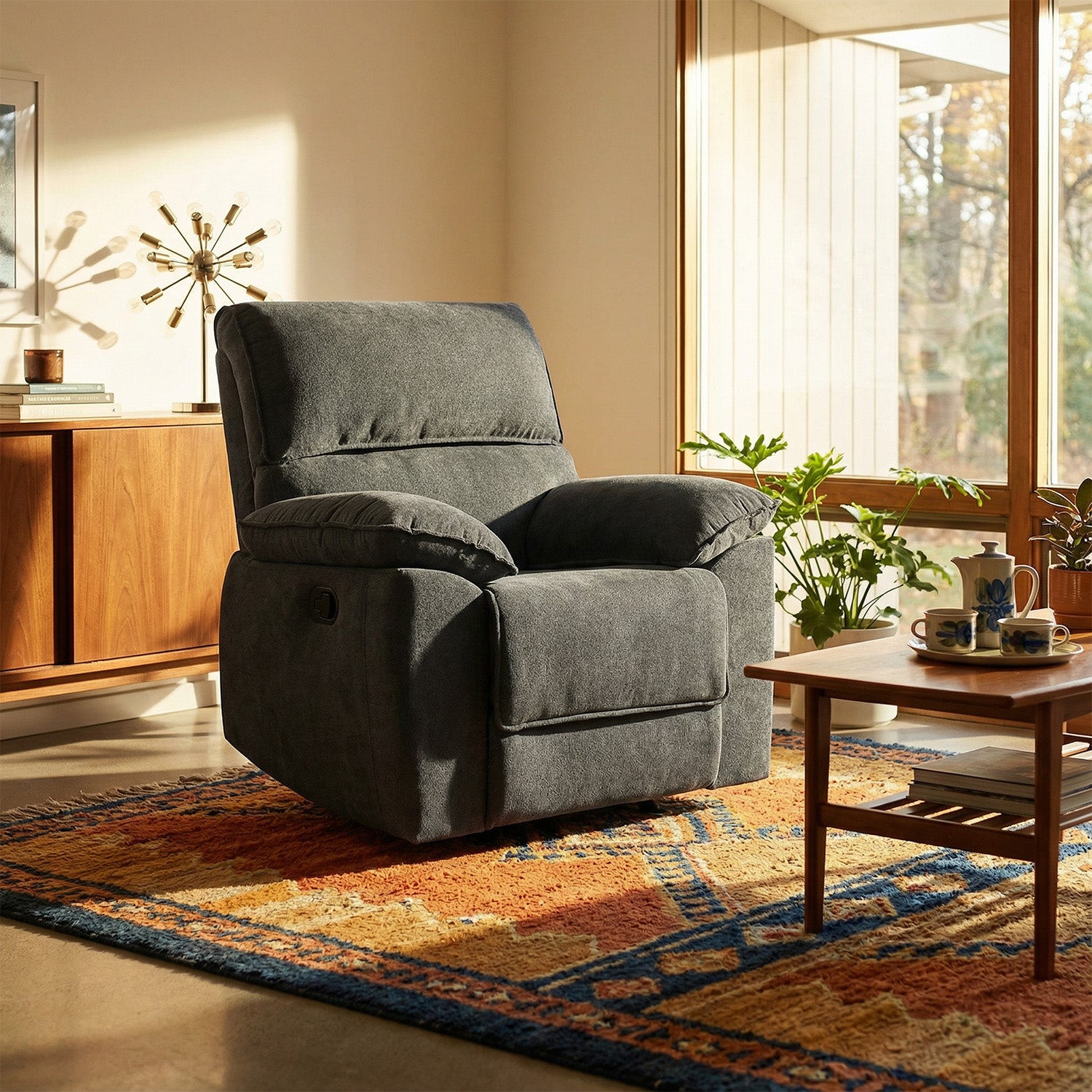Silla Reclinable Alexa Microfibra Gris Plomo
