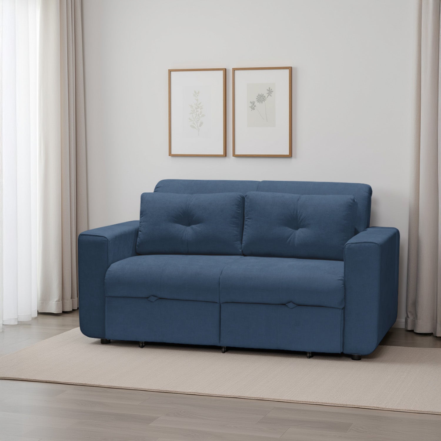 Sofa cama bourbon 1.40 microfibra azul