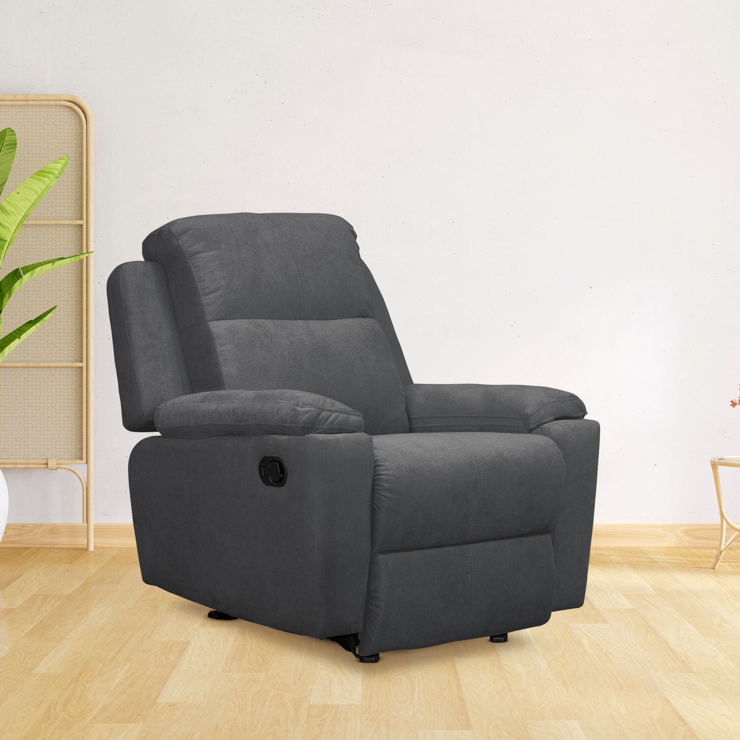 SILLA RECLINABLE ESTÁTICA MARSELLA MECEDORA MICROFIBRA.GRIS PLOMO