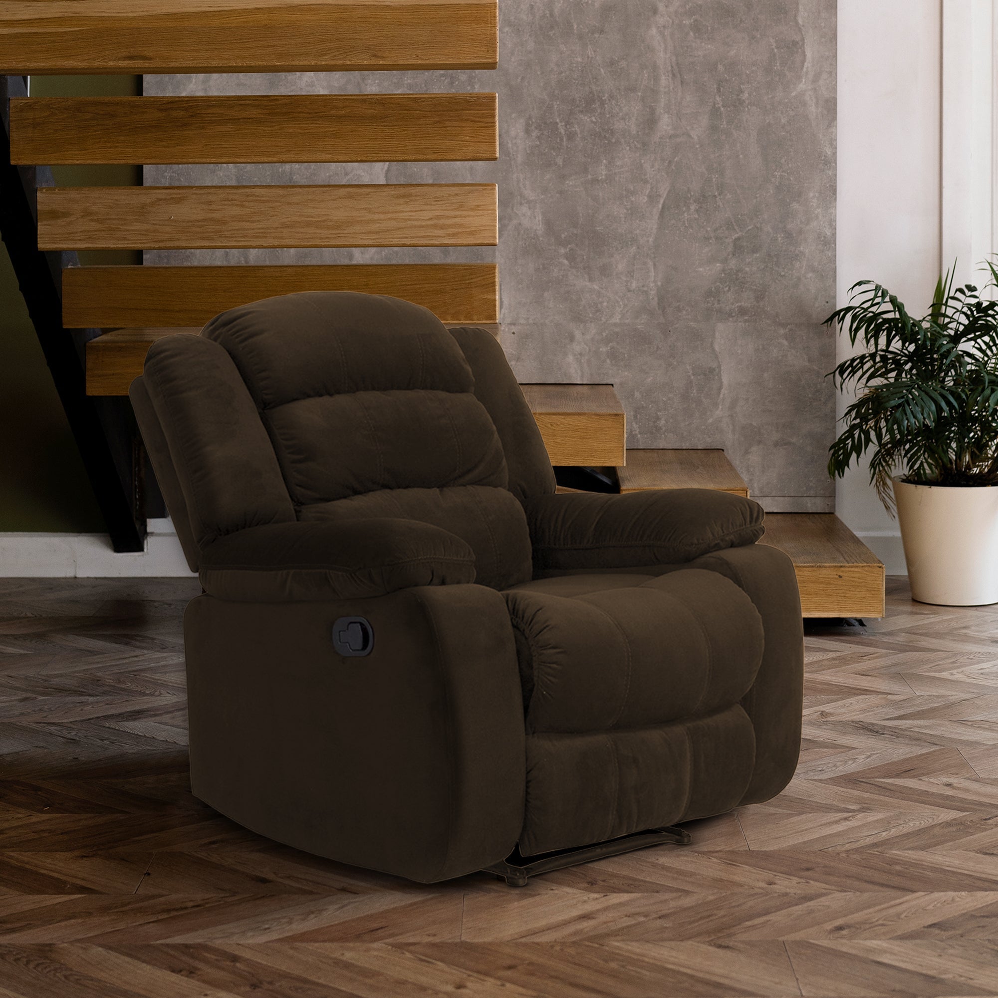 Silla reclinable dhaka 1p estatica microfibra chocolate