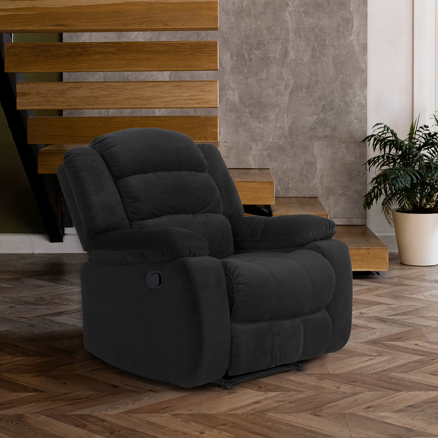 SILLA RECLINABLE DHAKA 1P ESTATICA MICROFIBRA NEGRO