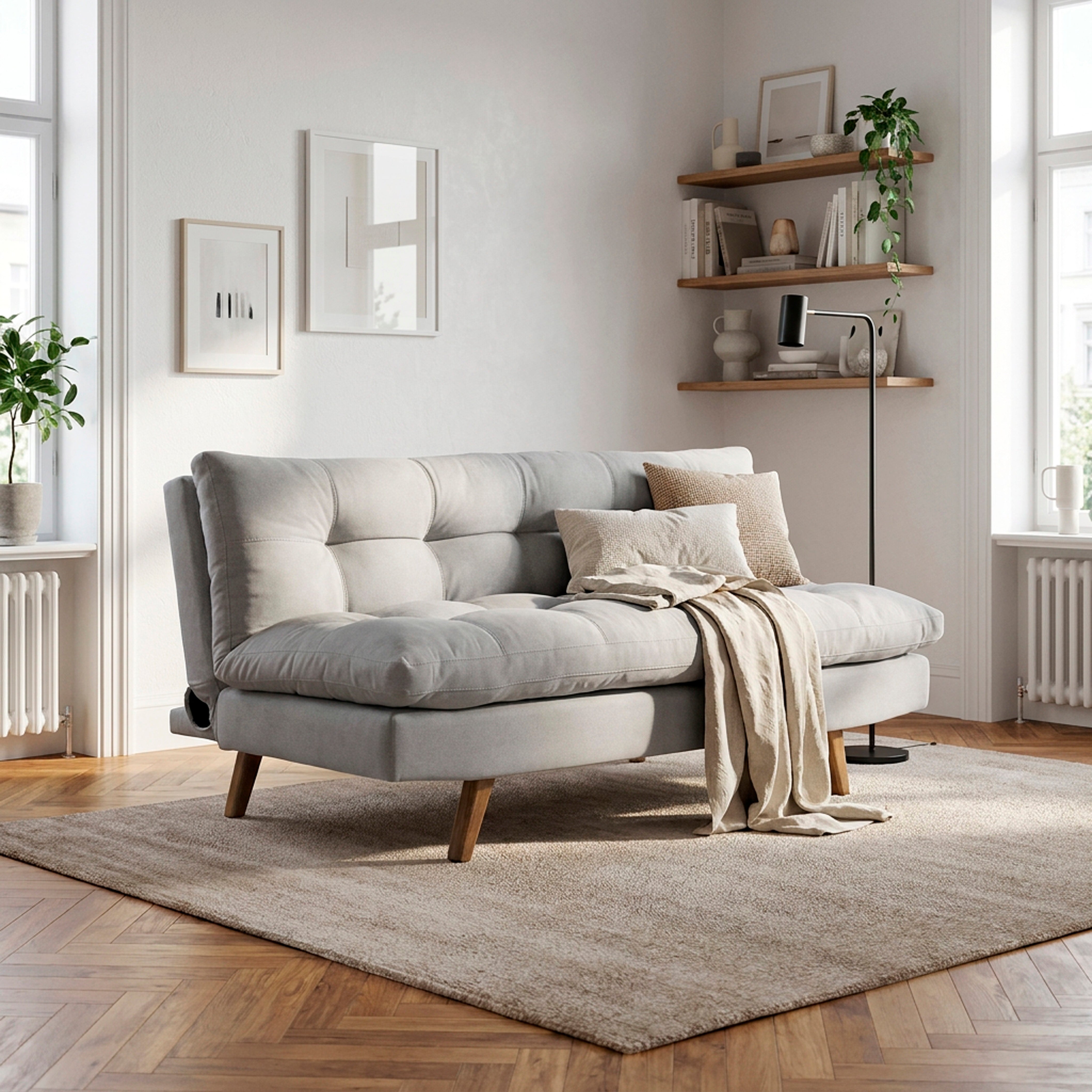 Sofa cama zur natural microfibra plata