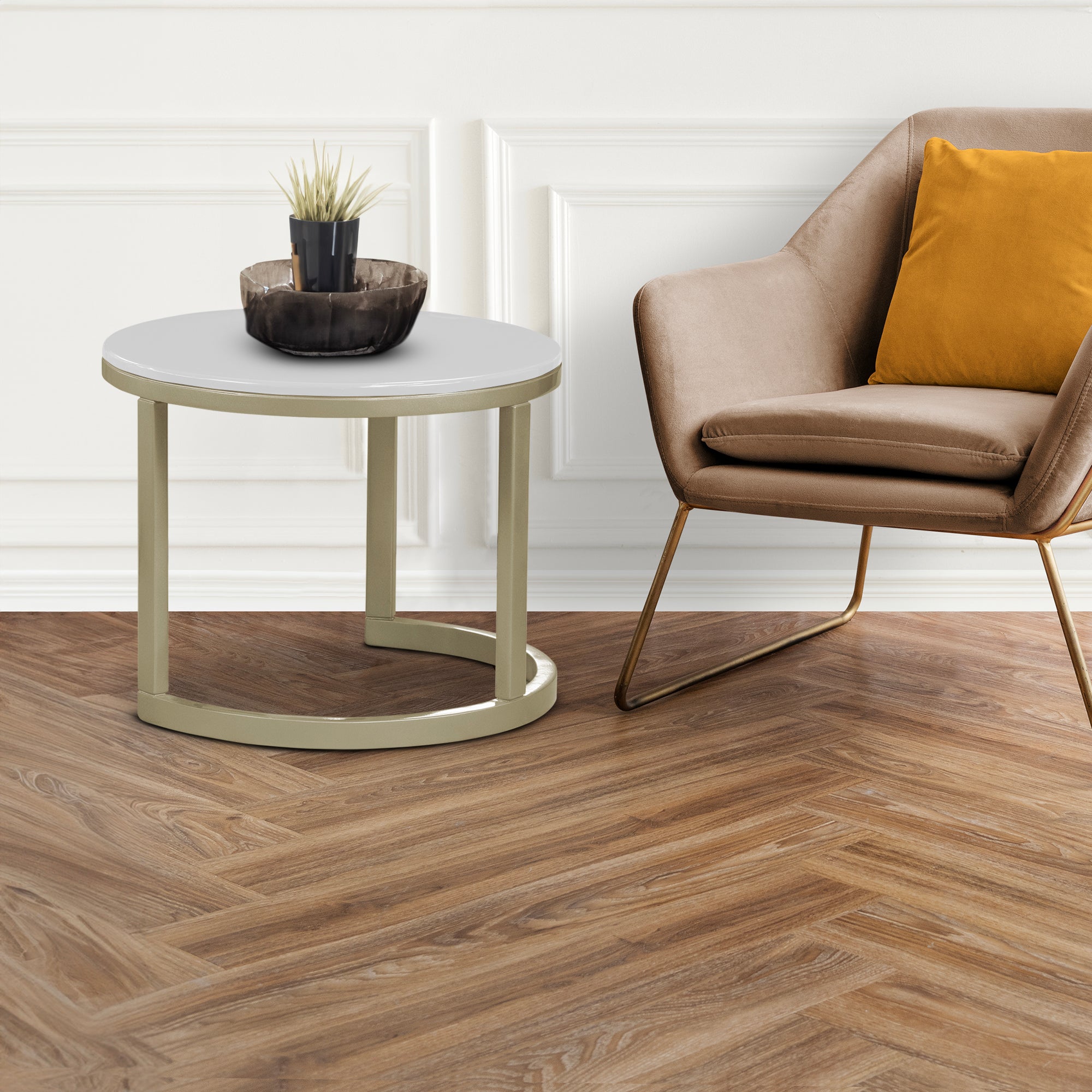 Mesa de centro nova blanco perla champán