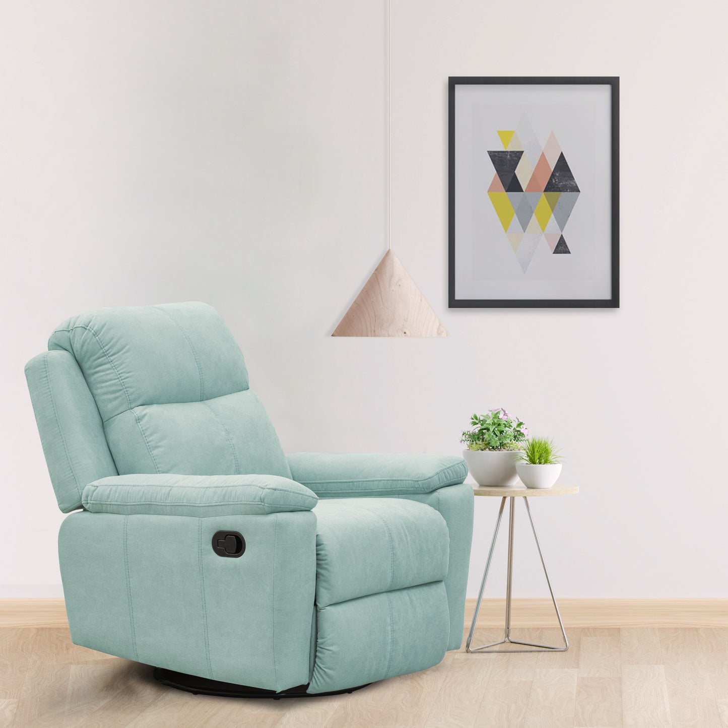 SILLA RECLINABLE MECEDORA GIRATORIA MARSELLA MICROFIBRA. AQUA
