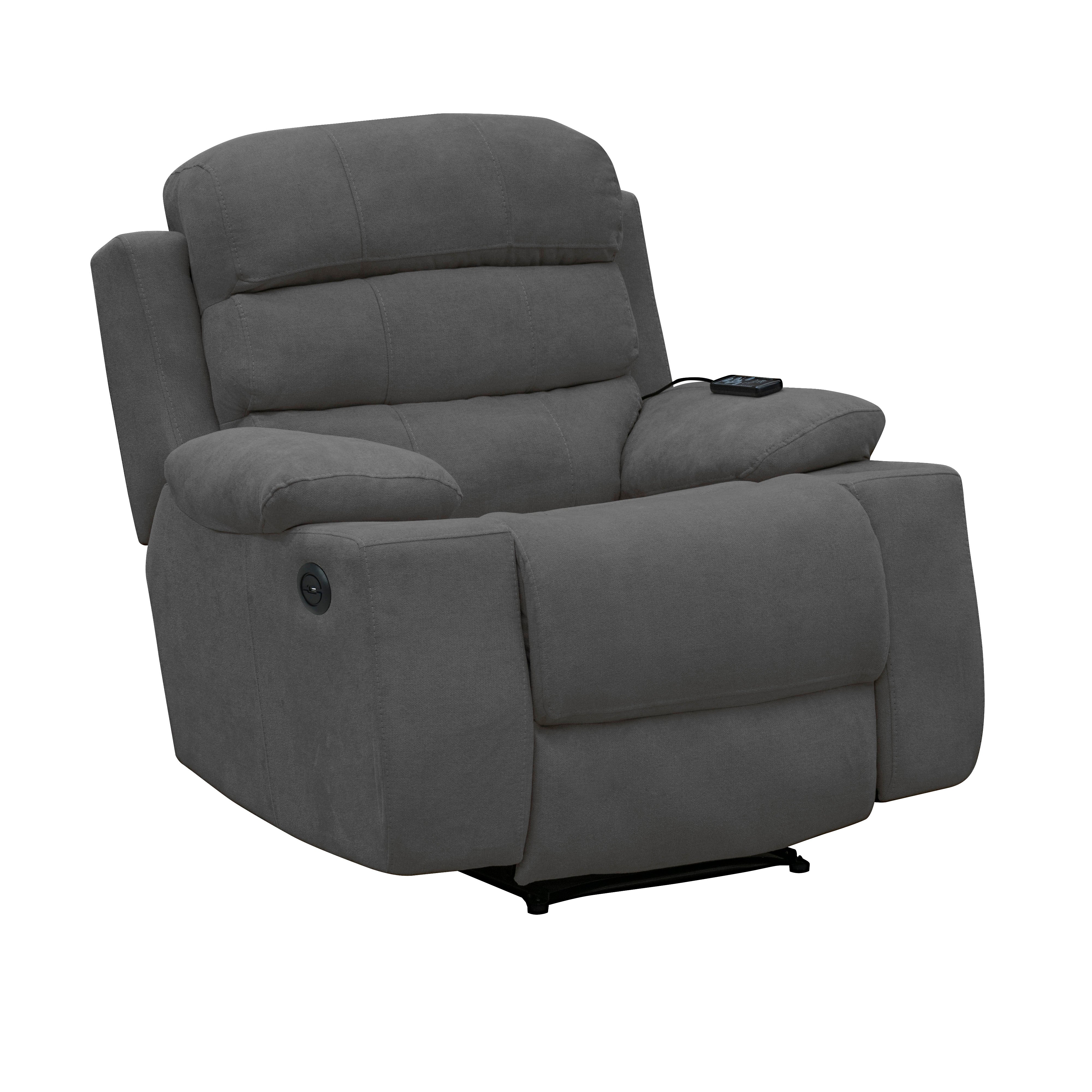 Reclinable Houston Eléctrica con Masaje – Microfibra Gris Plomo