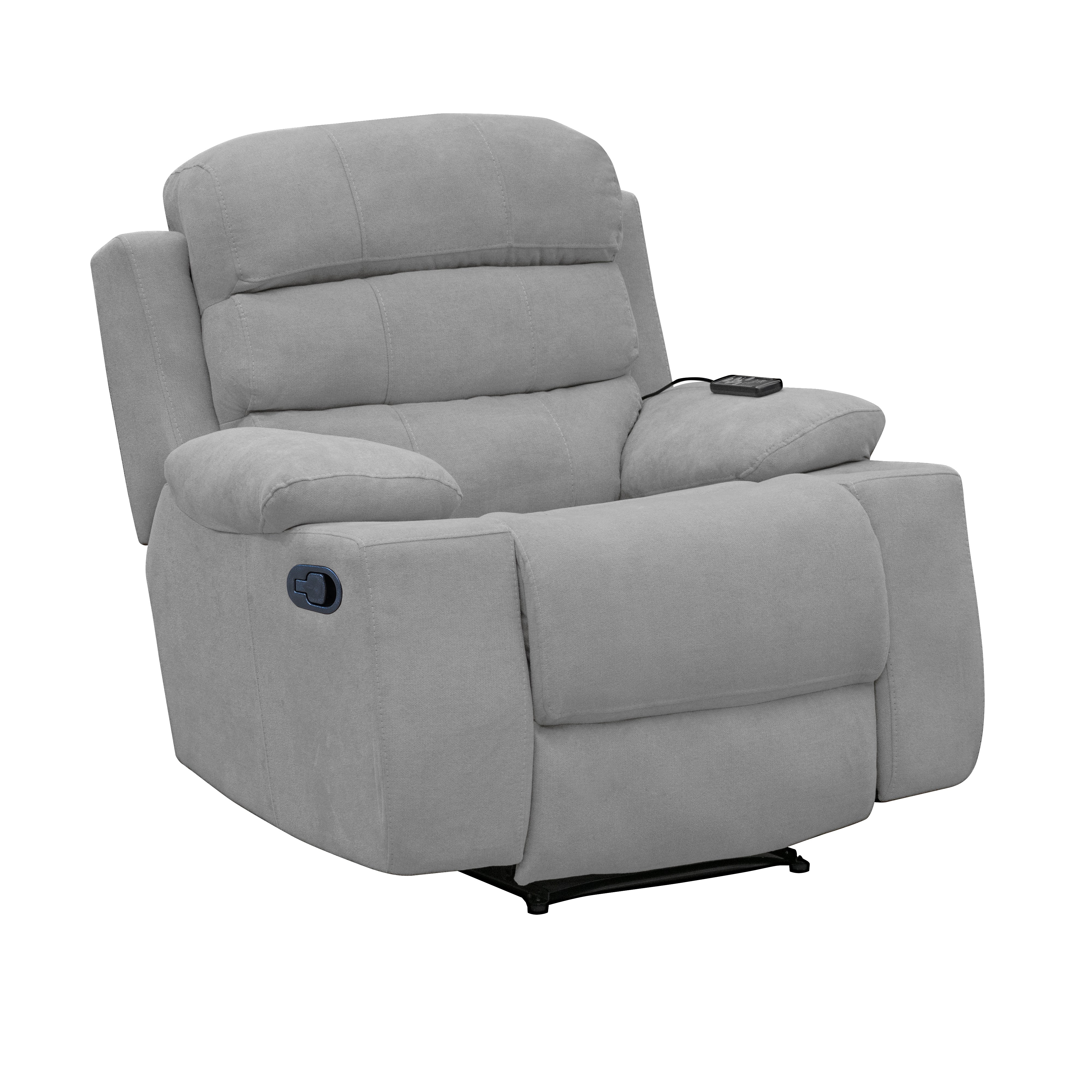 Silla reclinable estática Houston con masaje microfibra plata