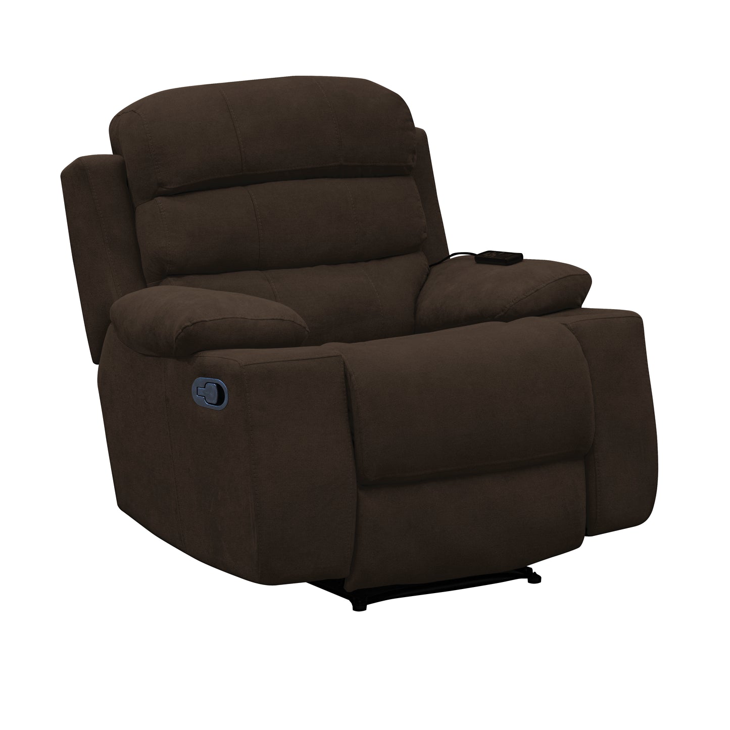 SILLA RECLINABLE ESTATICA HOUSTON CON MASAJE MICROFIBRA CHOCOLATE