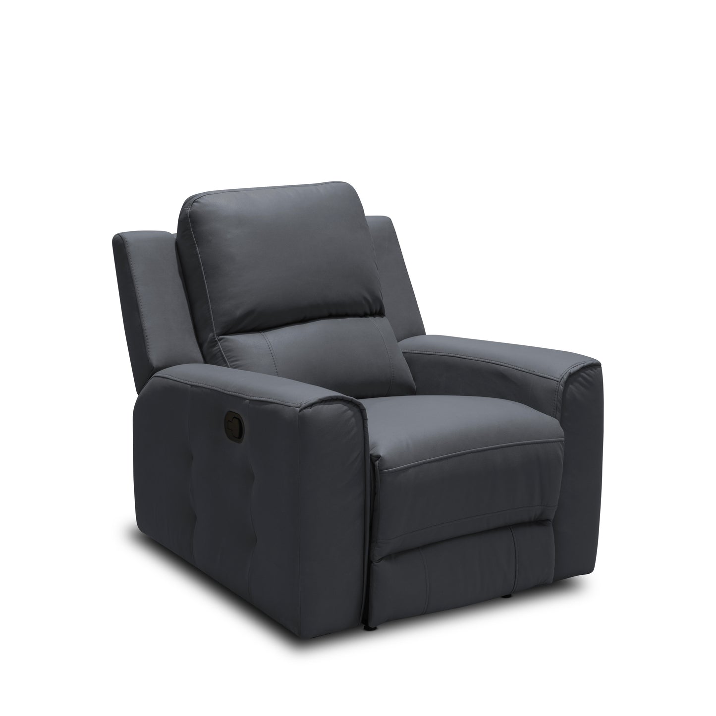 SILLA RECLINABLE MANUAL DUKE 1 PUESTO TIPO CUERO GRAFITO