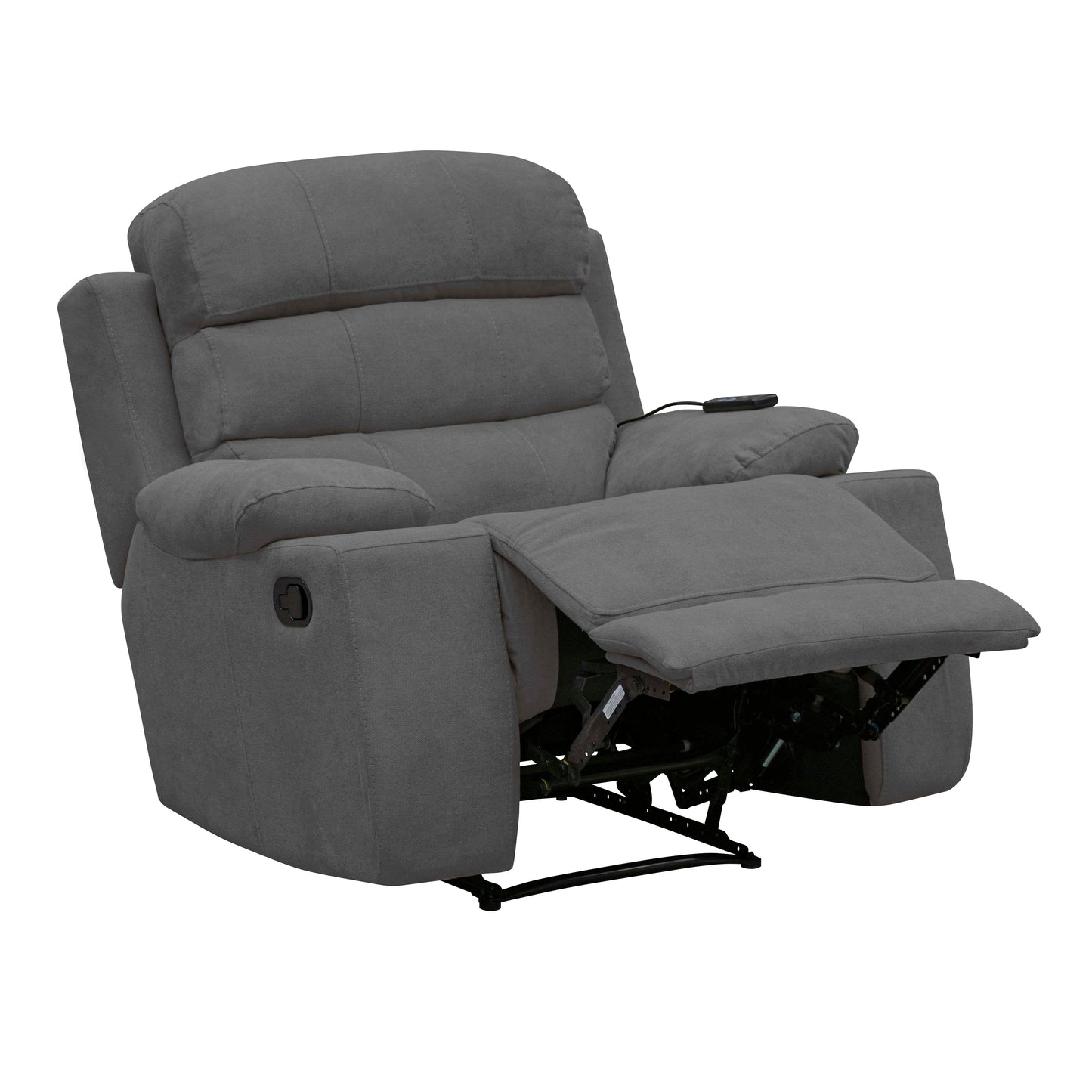 SILLA RECLINABLE ESTATICA HOUSTON CON MASAJE MICROFIBRA GRIS PLOMO