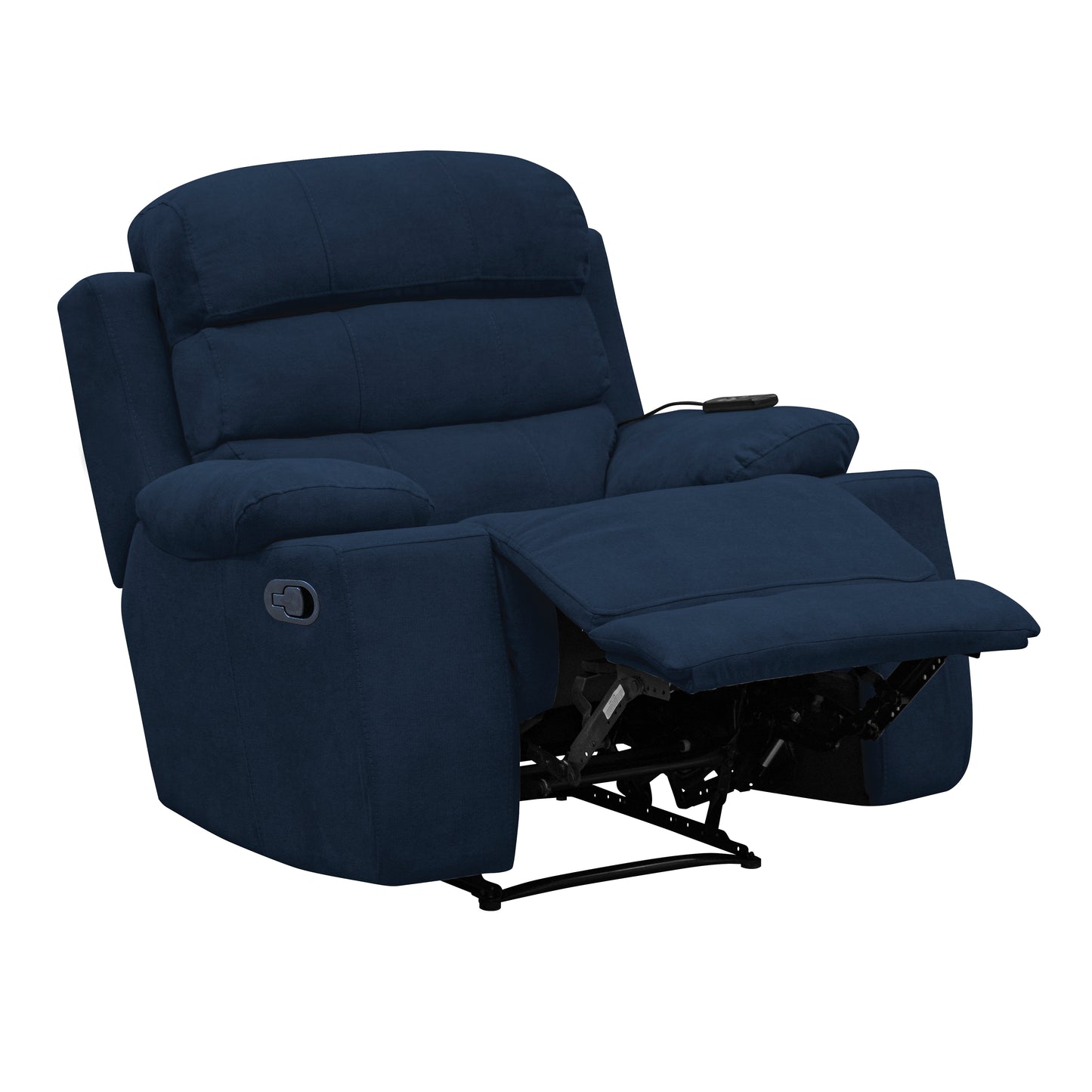 SILLA RECLINABLE ESTATICA HOUSTON CON MASAJE MICROFIBRA AZUL