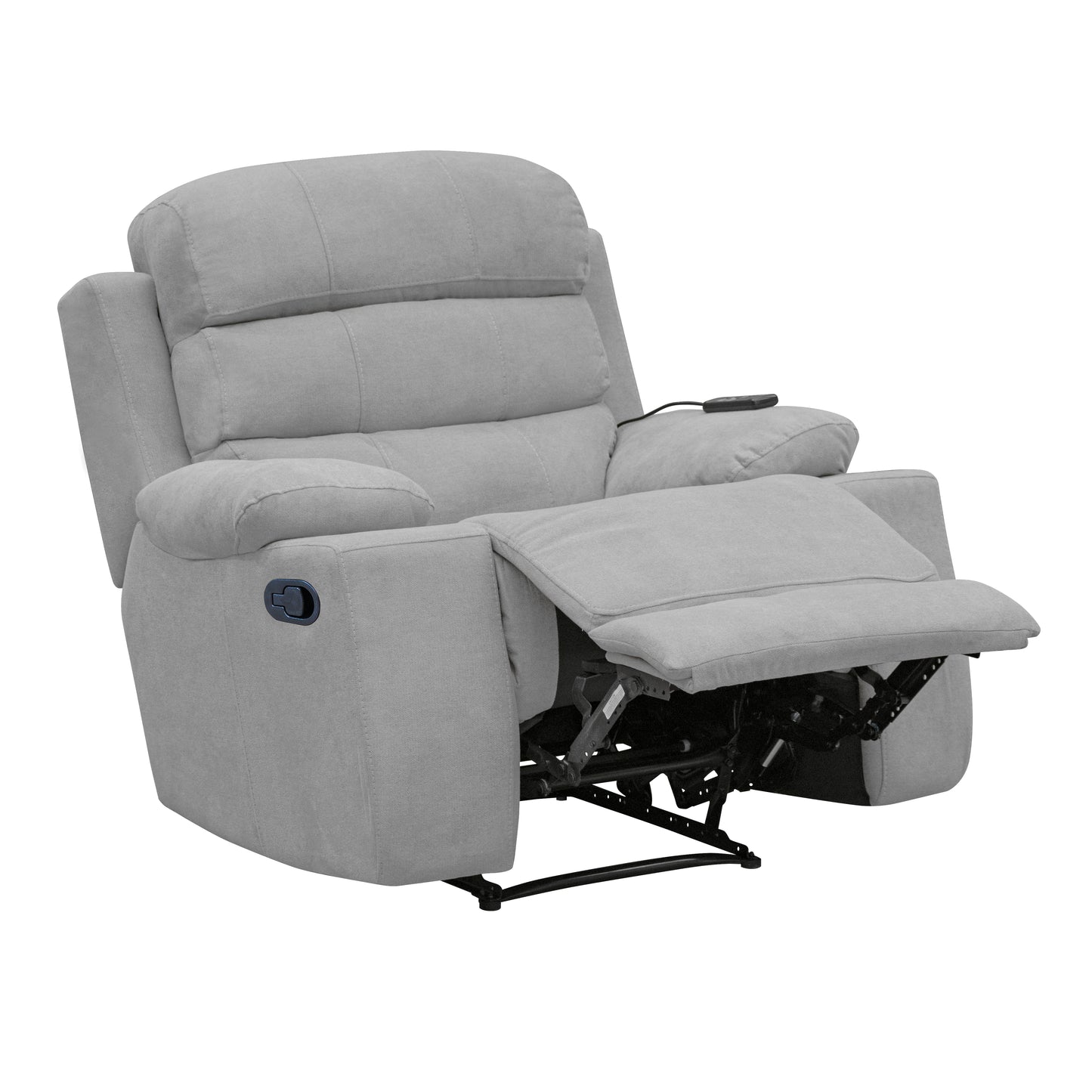 SILLA RECLINABLE ESTATICA HOUSTON CON MASAJE MICROFIBRA PLATA