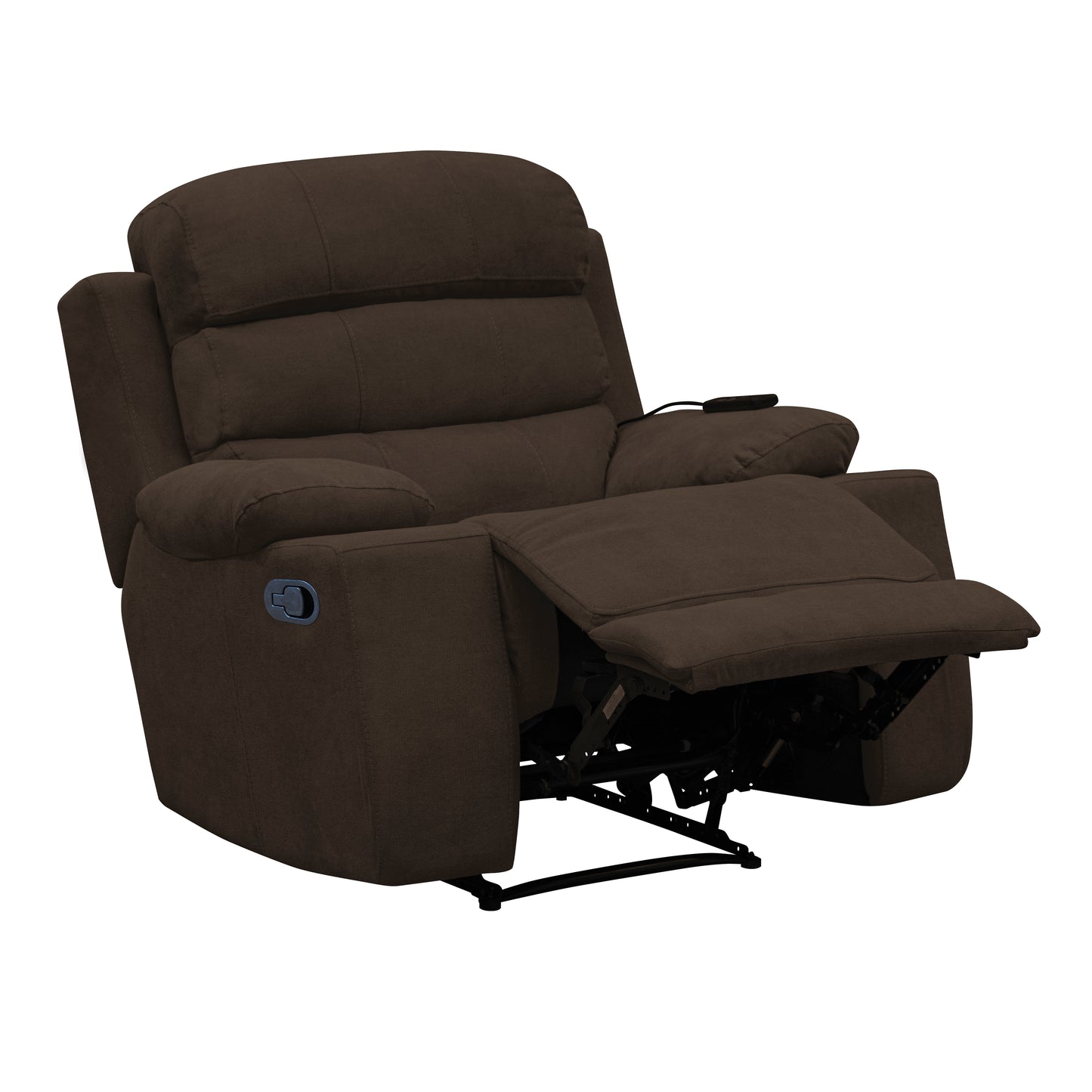 SILLA RECLINABLE ESTATICA HOUSTON CON MASAJE MICROFIBRA CHOCOLATE