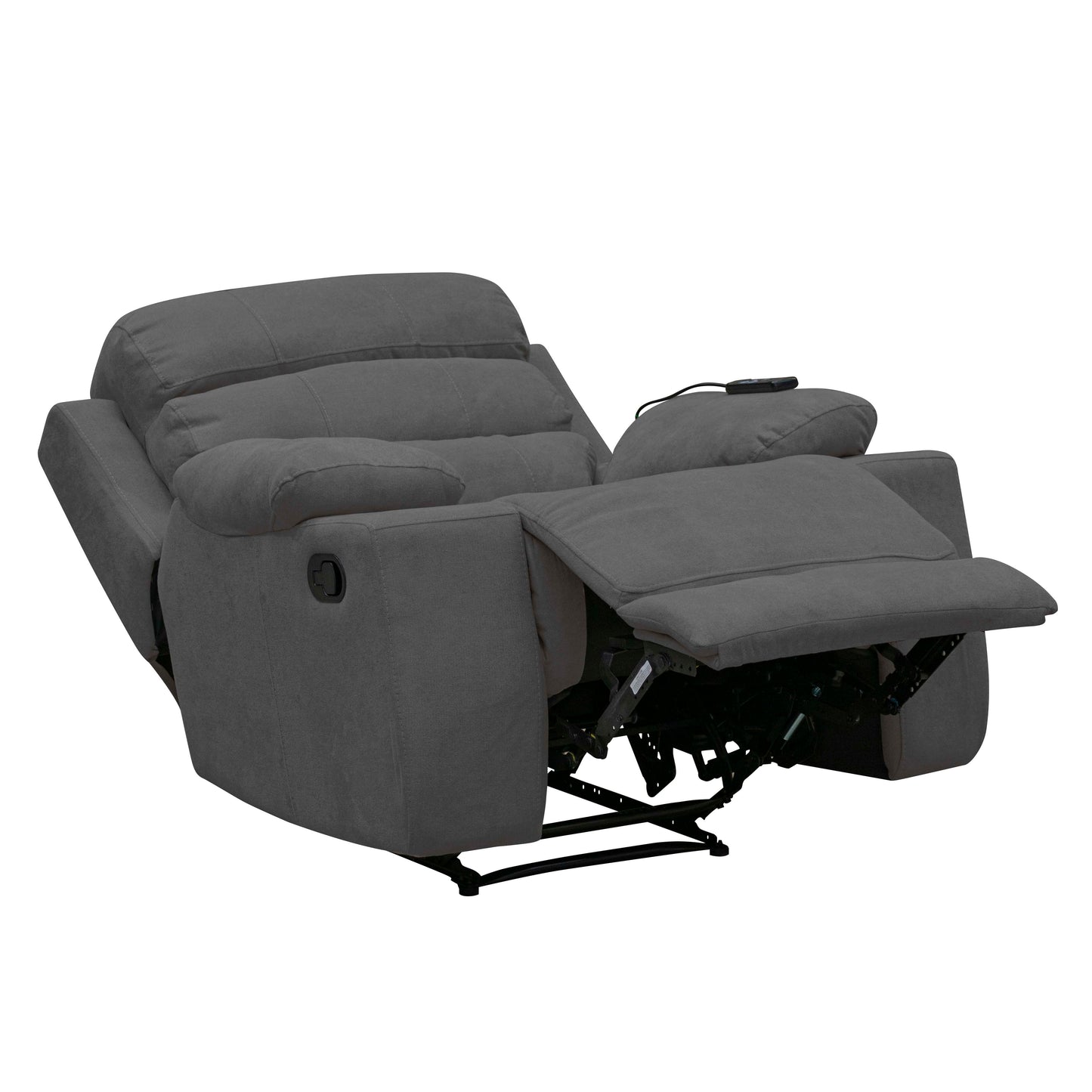 SILLA RECLINABLE ESTATICA HOUSTON CON MASAJE MICROFIBRA GRIS PLOMO