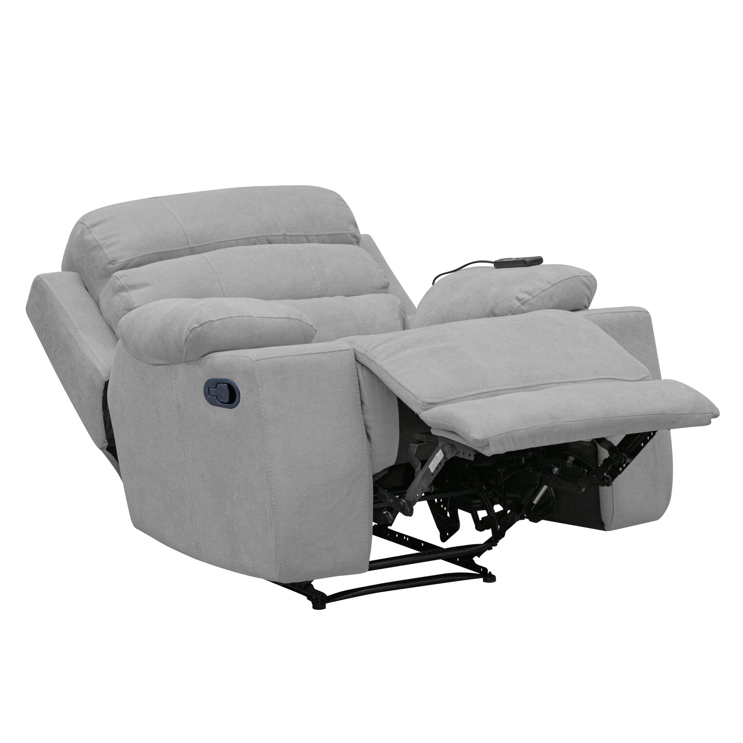 SILLA RECLINABLE ESTATICA HOUSTON CON MASAJE MICROFIBRA PLATA