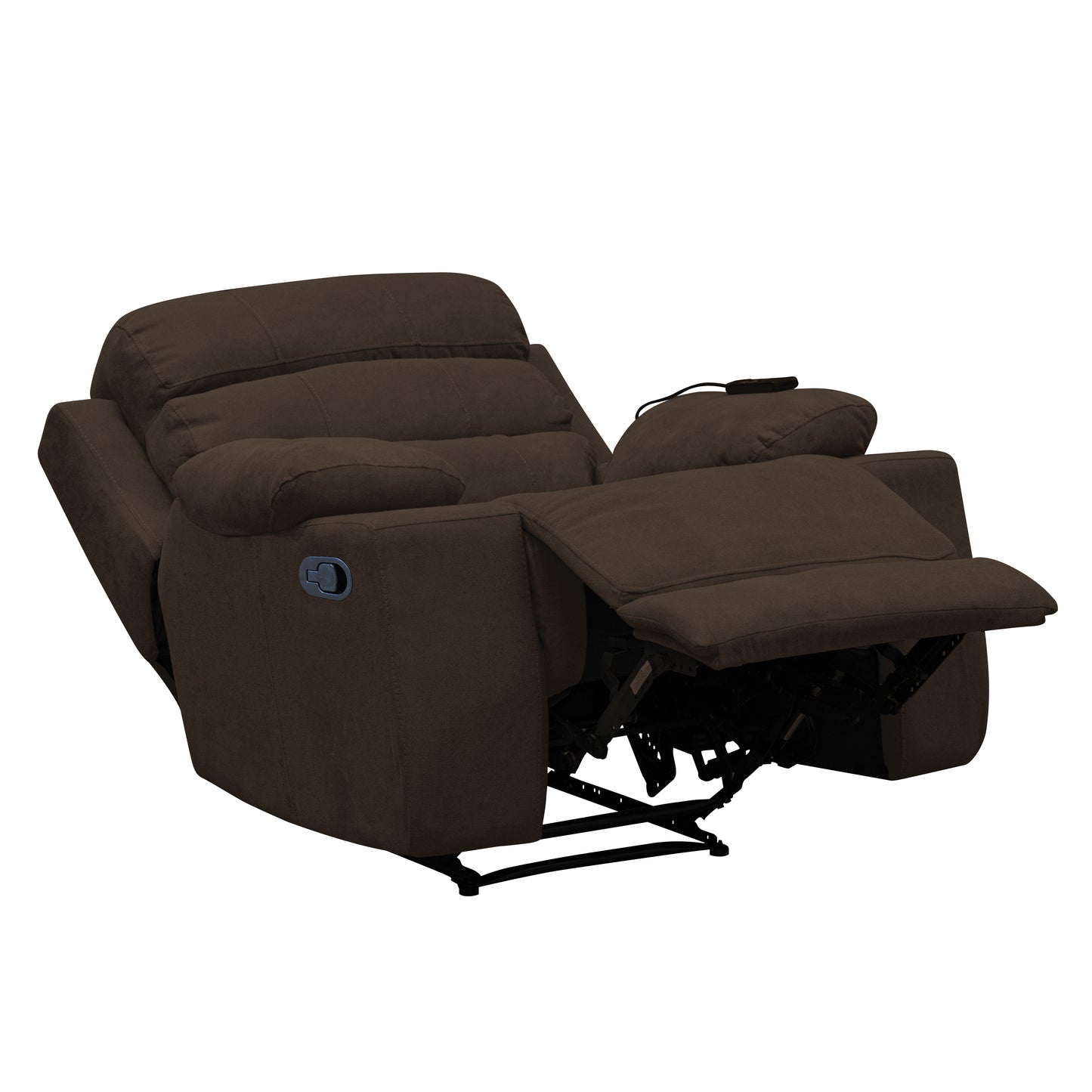SILLA RECLINABLE ESTATICA HOUSTON CON MASAJE MICROFIBRA CHOCOLATE