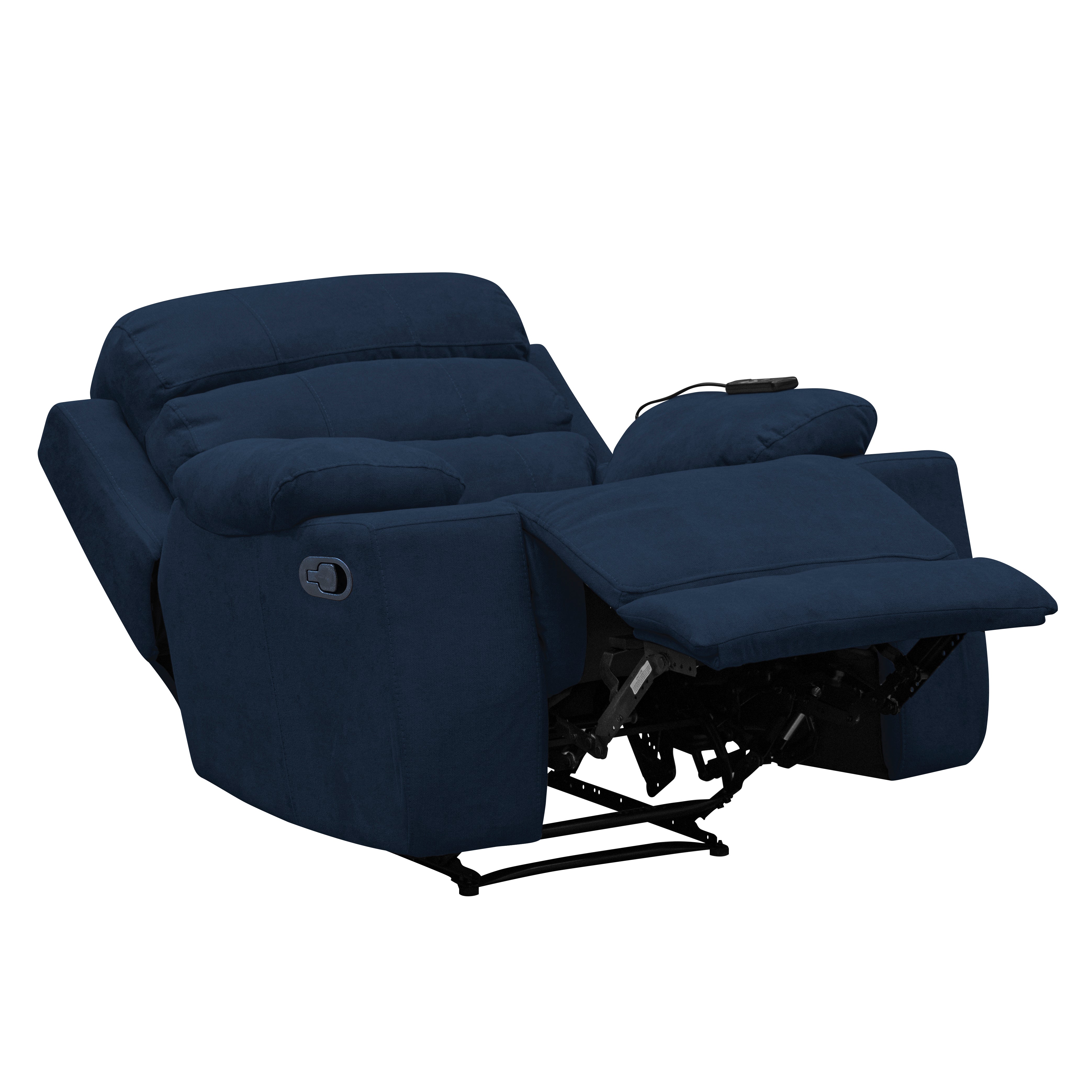 Silla reclinable estatica houston con masaje microfibra azul