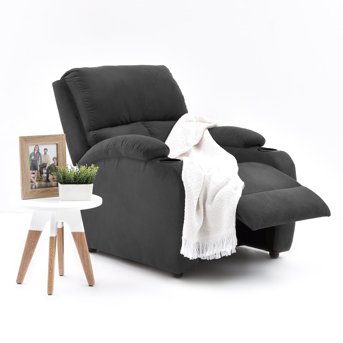 SILLA RECLINABLE AMBER ESTATICA MICROFIBRA GRIS PLOMO