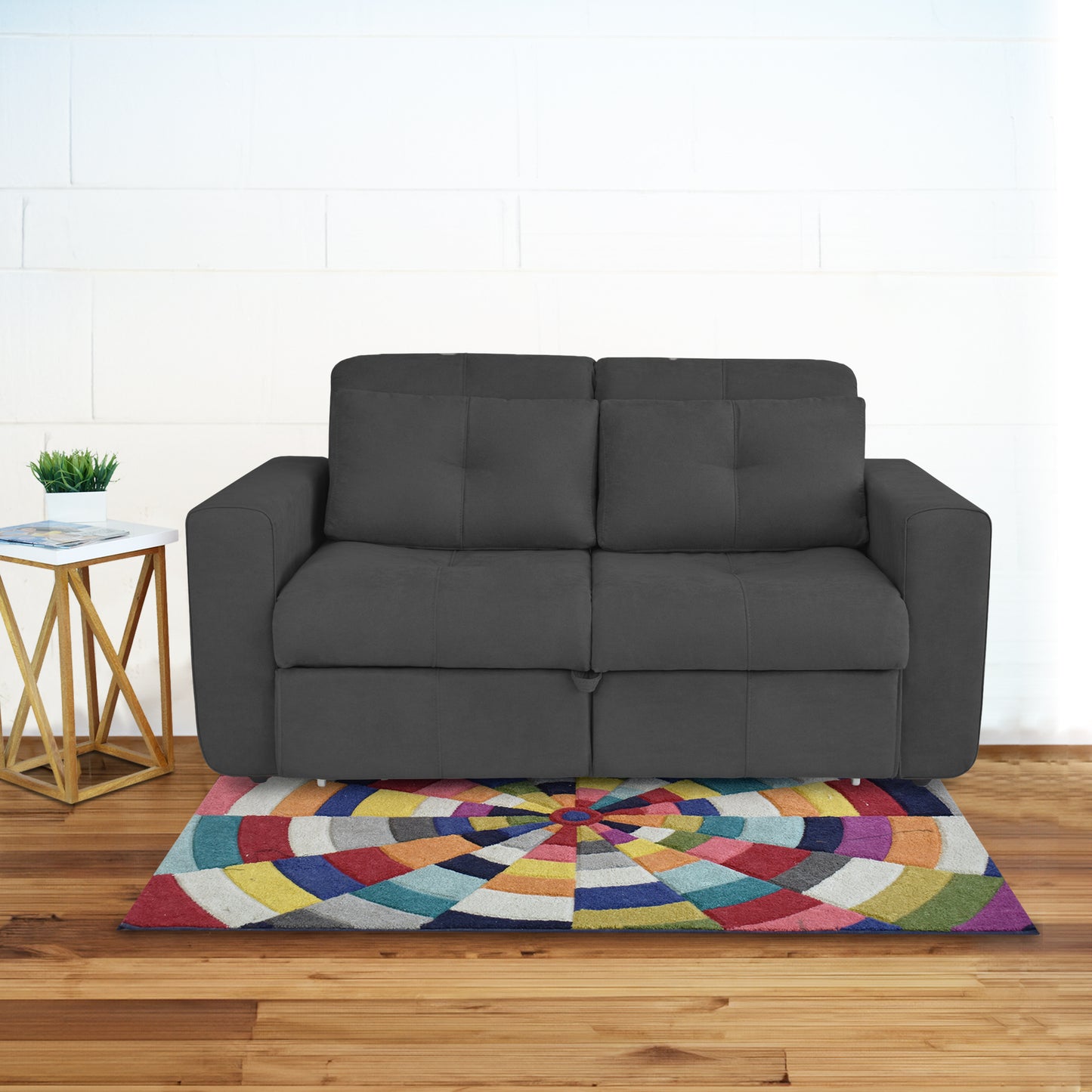 SOFA CAMA BOURBON 1.10 MICROFIBRA GRIS PLOMO