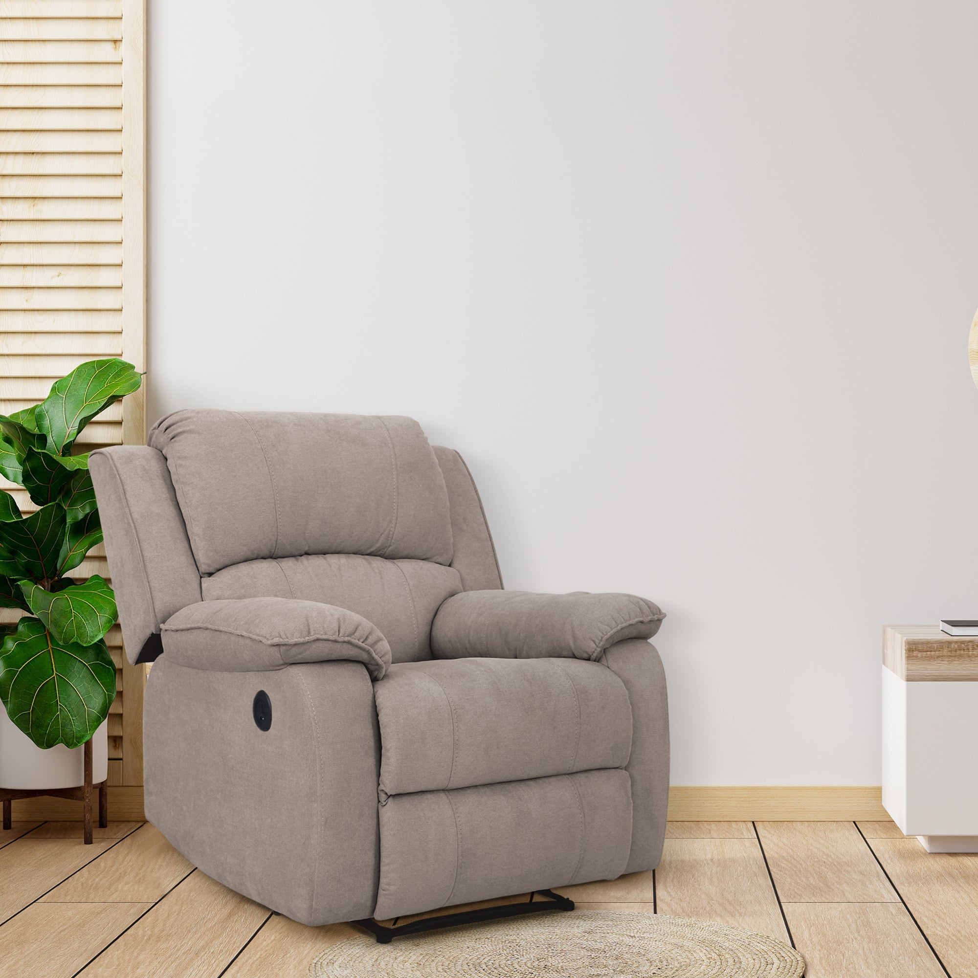 Silla reclinable mecedora brooklyn microfibra camel