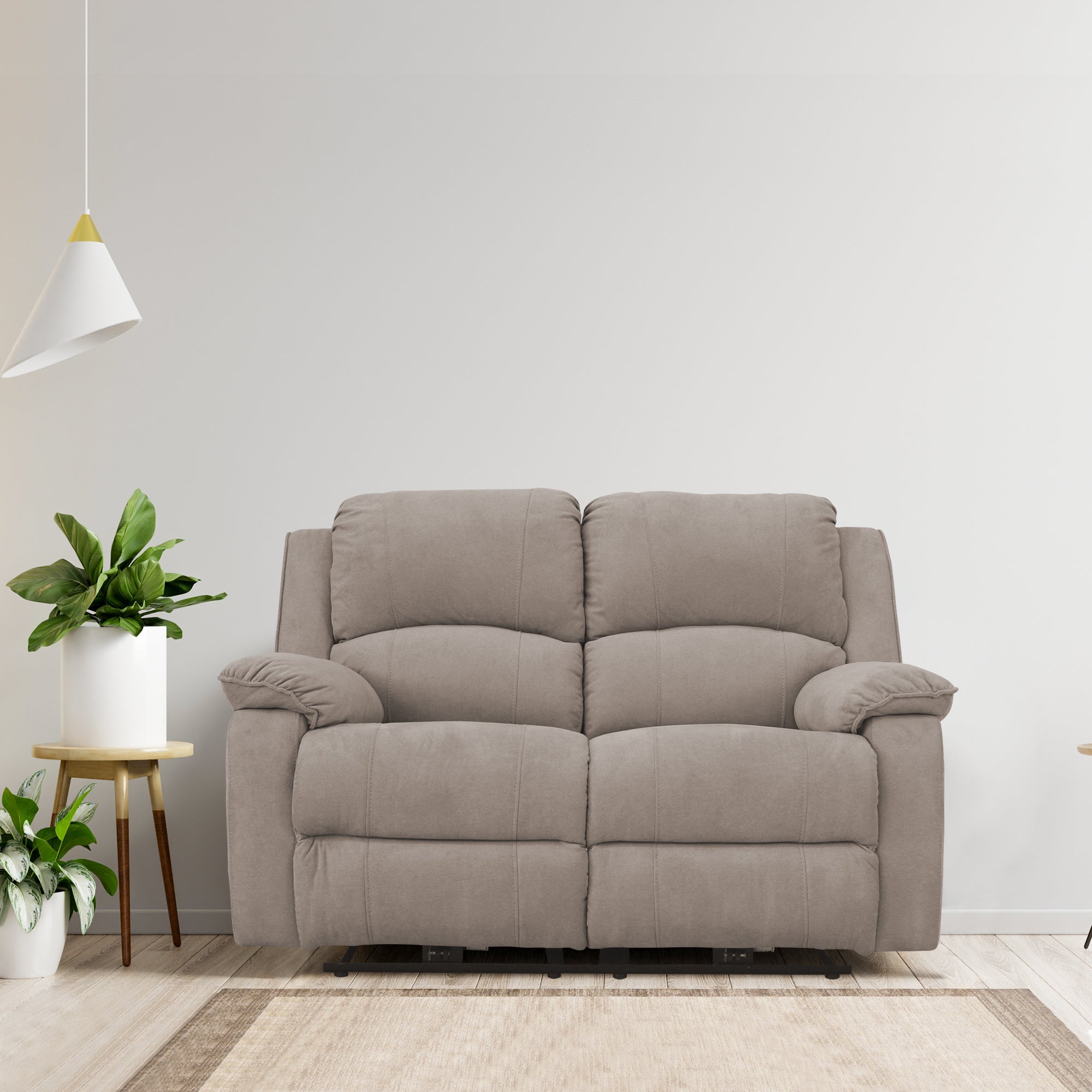Sofá reclinable Brooklyn de 2 puestos con USB en microfibra camel