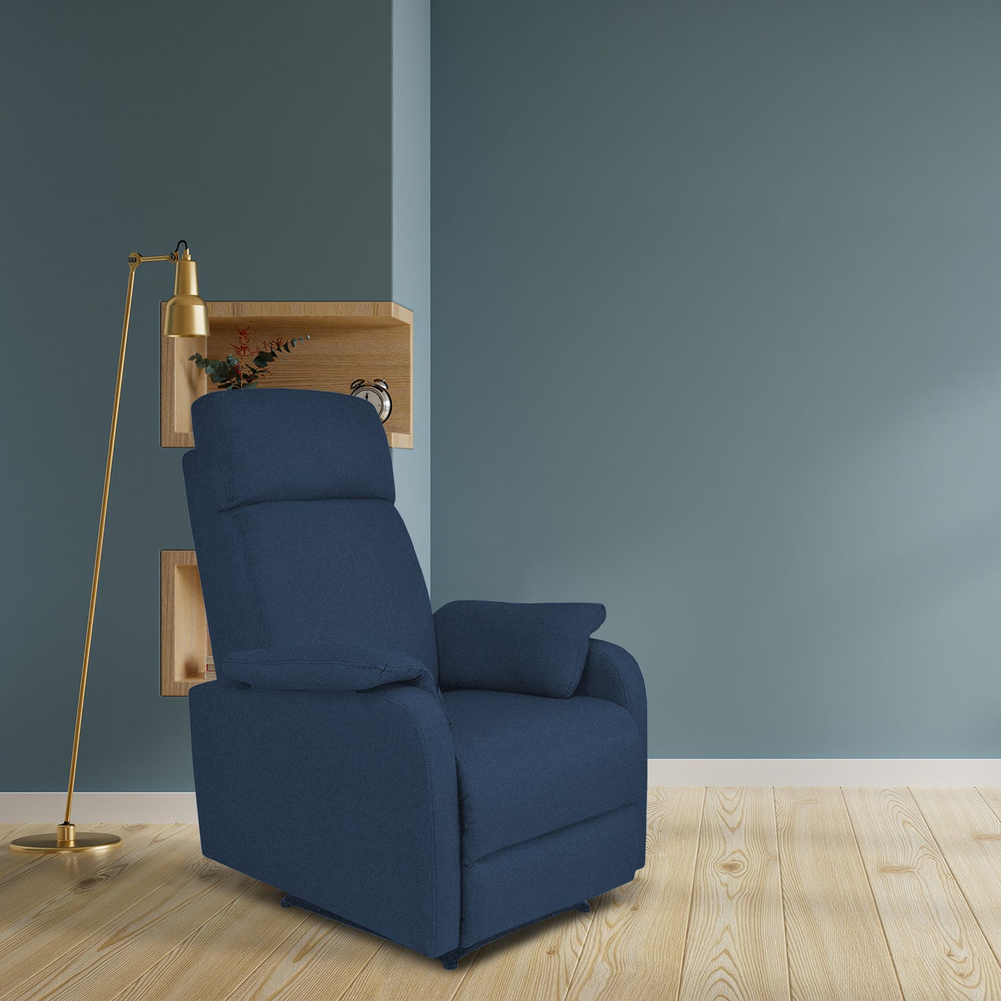 SILLA RECLINABLE VELVET MICROFIBRA AZUL