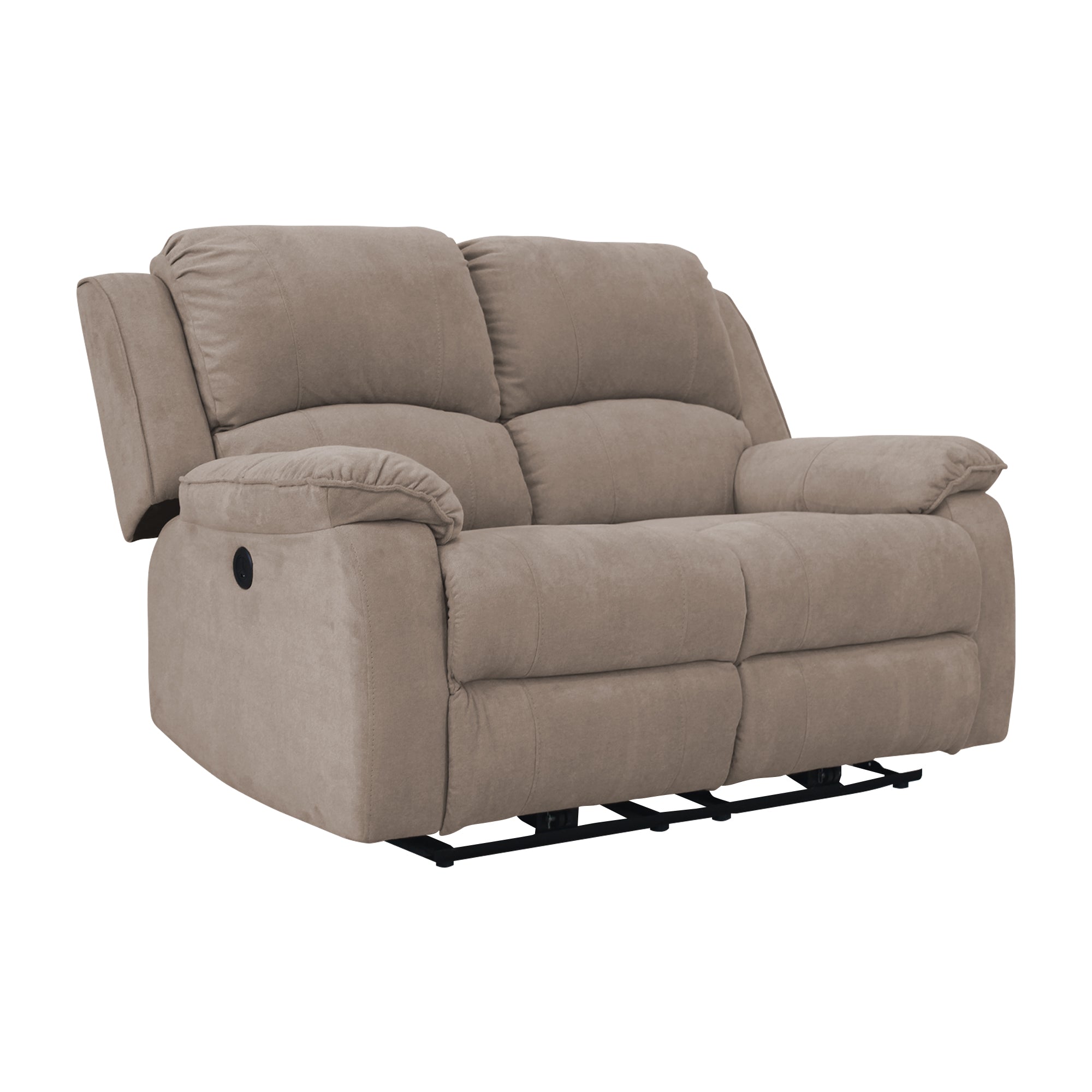 Sofá reclinable Brooklyn de 2 puestos con USB en microfibra camel
