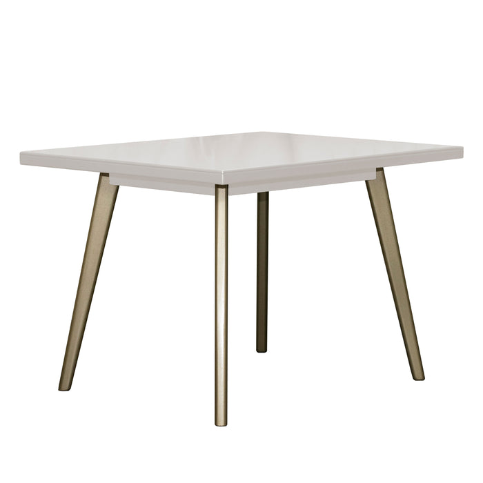 Mesa comedor regina 4 puestos blanco perla champaña