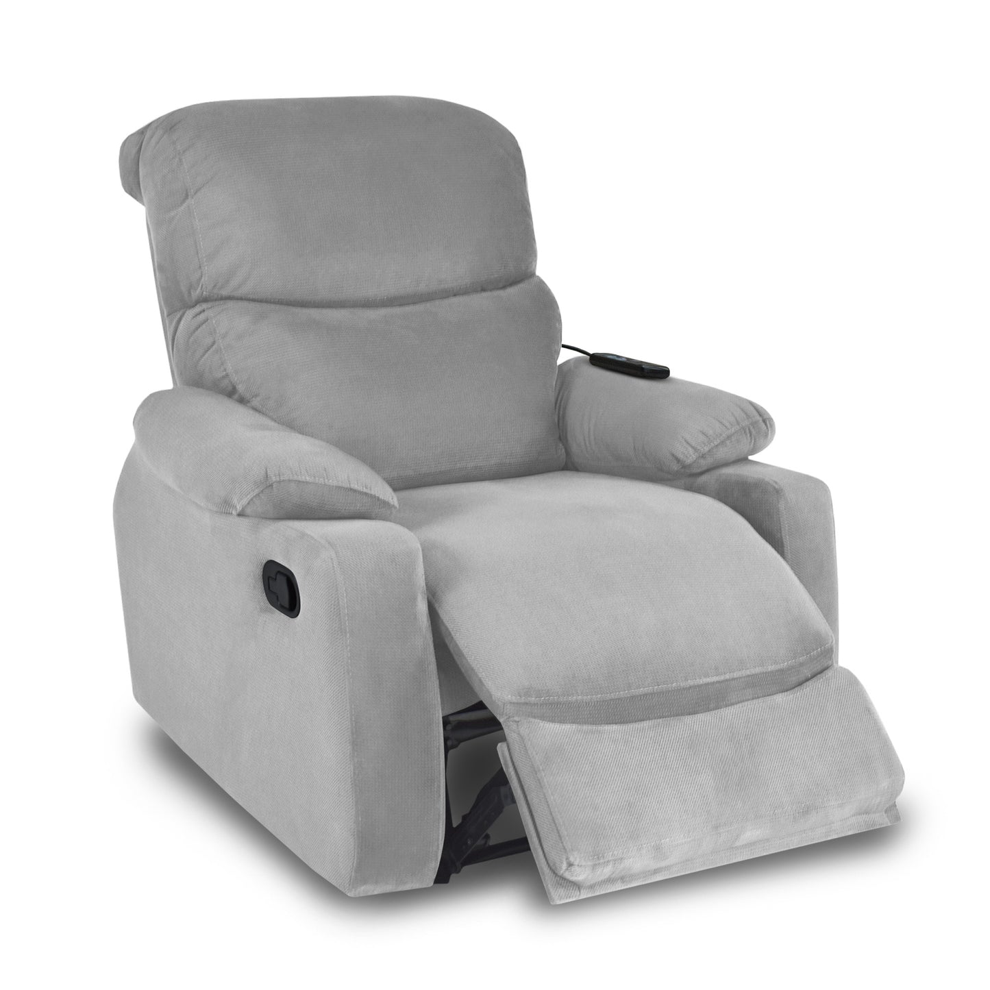 SILLA RECLINABLE VELARA 1 PUESTO ESTATICA MASAJE MICROFIBRA PLATA