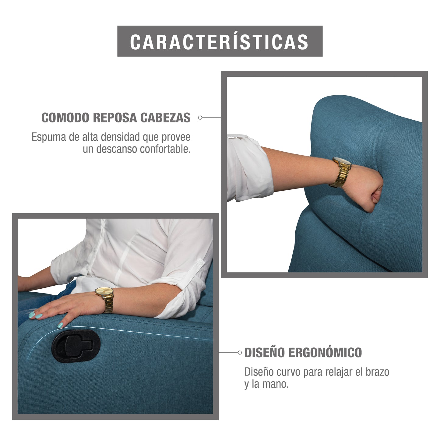 SILLA RECLINABLE ESTÁTICA PEKIN 1 PUESTO TELA INDIGO