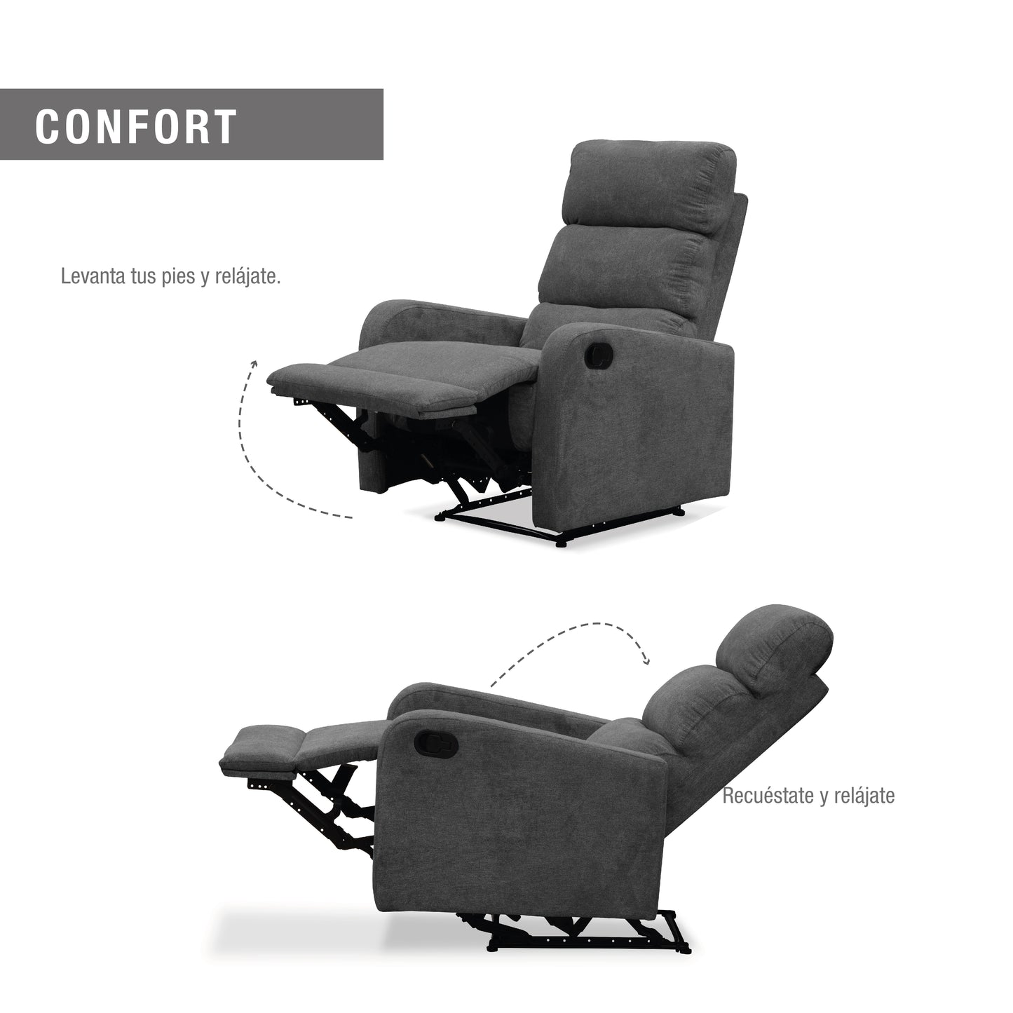 SILLA RECLINABLE ESTÁTICA PEKIN 1 PUESTO MICROFIBRA NAKANO